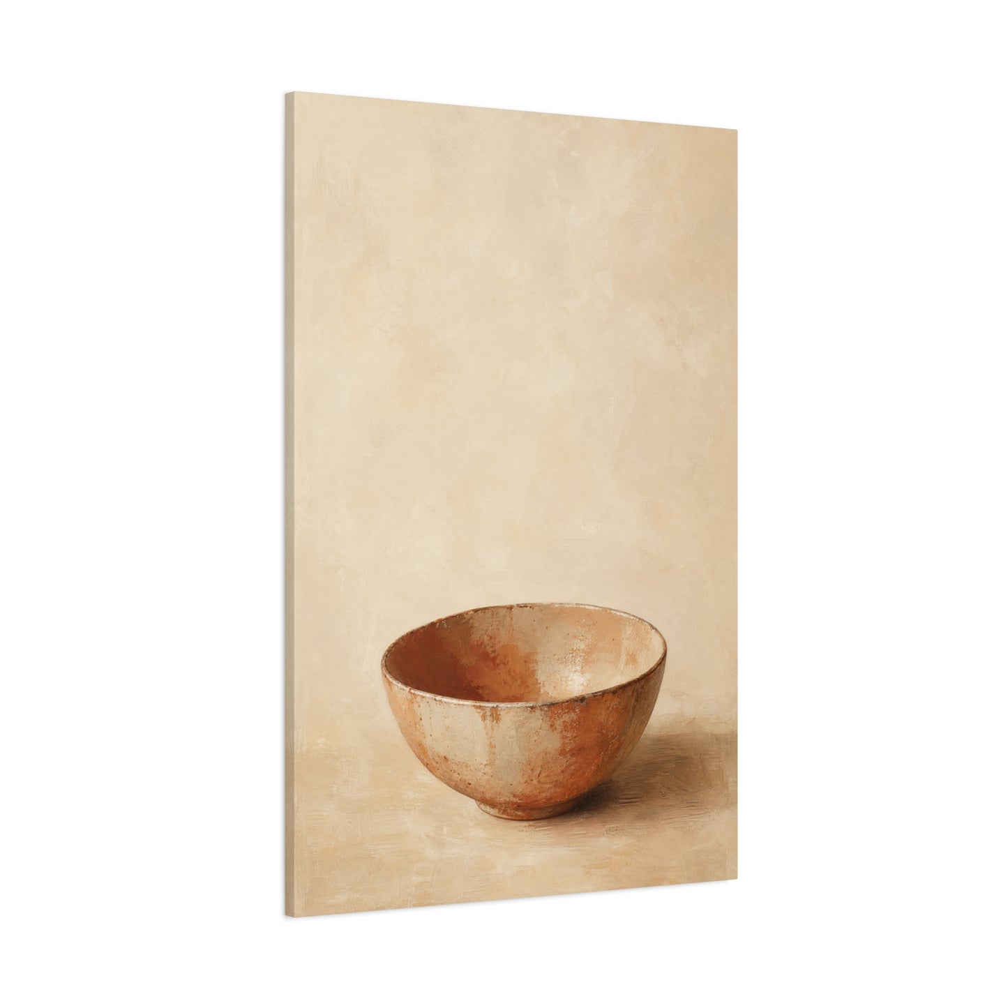 Rustic Ceramic Bowl Canvas Wall Art - Minimalist Still Life Neutral Beige Cotton Print - Contemporary Kitchen Wall Decor, Dining Room Accent, Modern Farmhouse Home Decoration - Bedroom Home Decoration