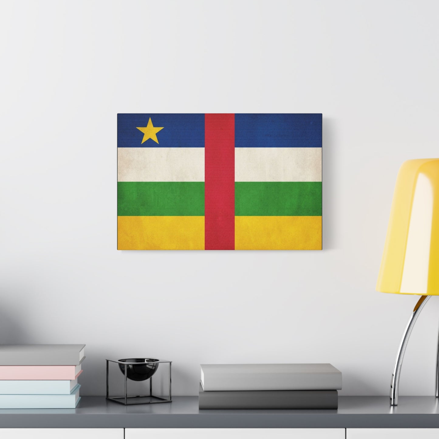 Central African Republic Flag Canvas Wall Art - Vintage National Pride Decor, Patriotic Color Block Print - Traditional Style - Living Room Wall Decor, Bedroom Home Decoration - Modern Farmhouse Style