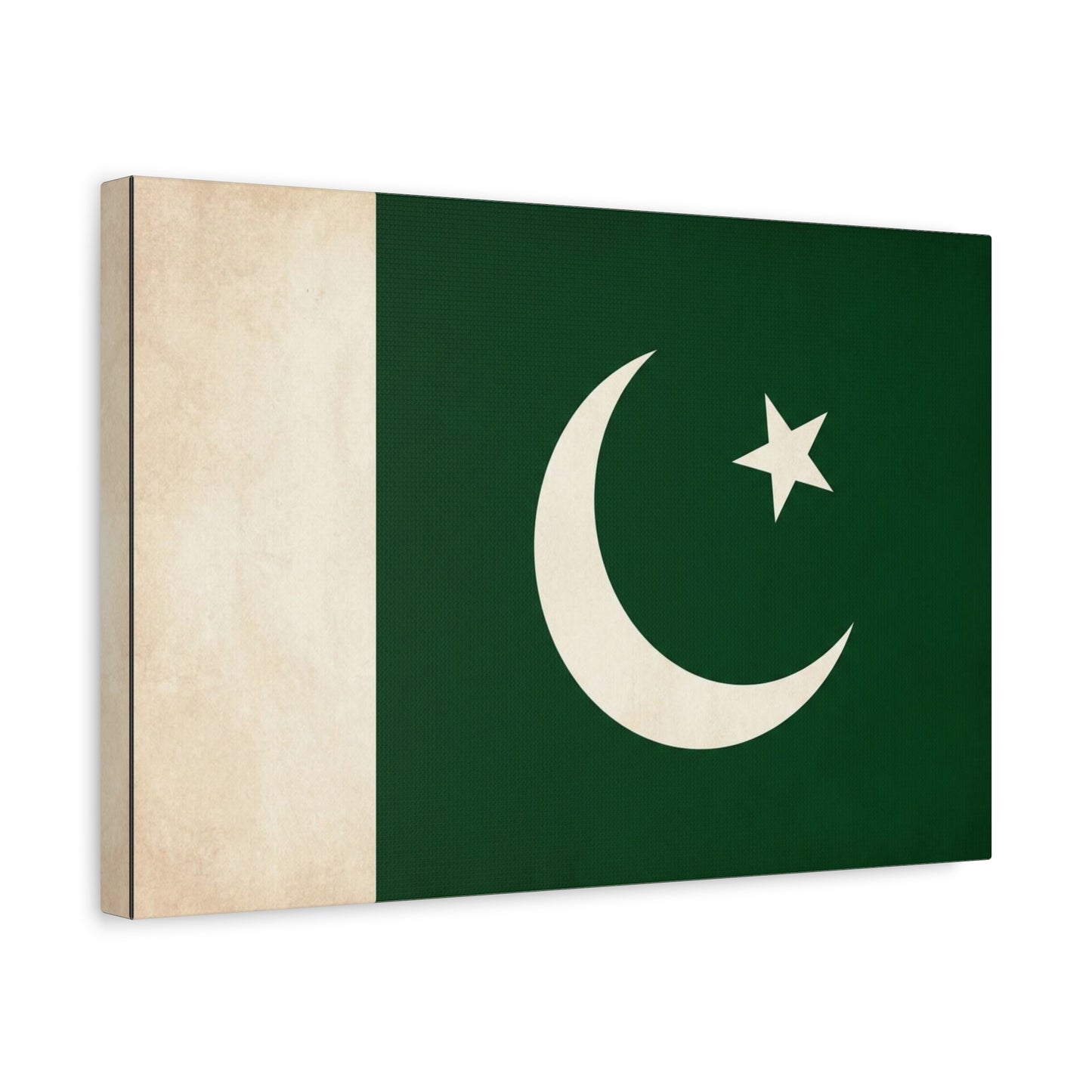 Pakistan Flag Canvas Wall Art - Crescent Moon Star Green White National Decor - Vintage Style Matte Print - Living Room Wall Decor, Bedroom Home Decoration - Bedroom Home Decoration - Ready to Hang