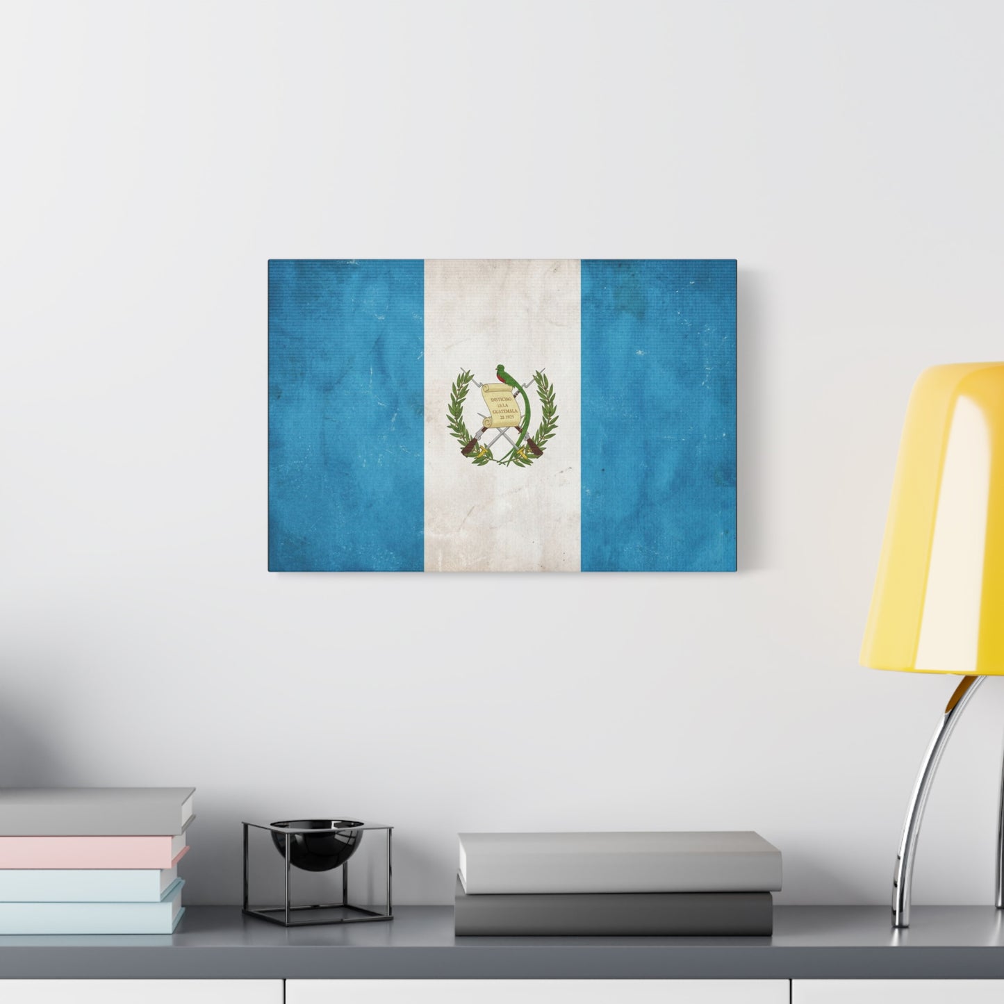Guatemala Flag Canvas Wall Art - Distintivo De La Guatemala 15 1823 Vintage Blue White Banner Print - Patriotic Decor, Living Room Wall Decor, Office Accent - Bedroom Home Decoration - Ready to Hang