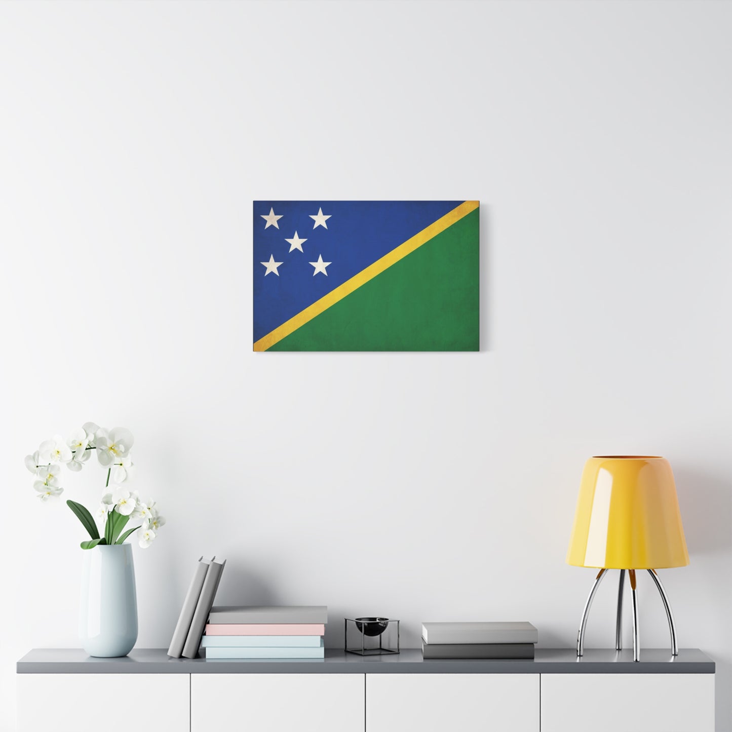 Solomon Islands Flag Canvas Wall Art - Blue Green Yellow National Banner Print - Tropical Island Pride Decor, Cultural Heritage Artwork, Living Room Wall Decor - Ready to Hang - Modern Farmhouse Style