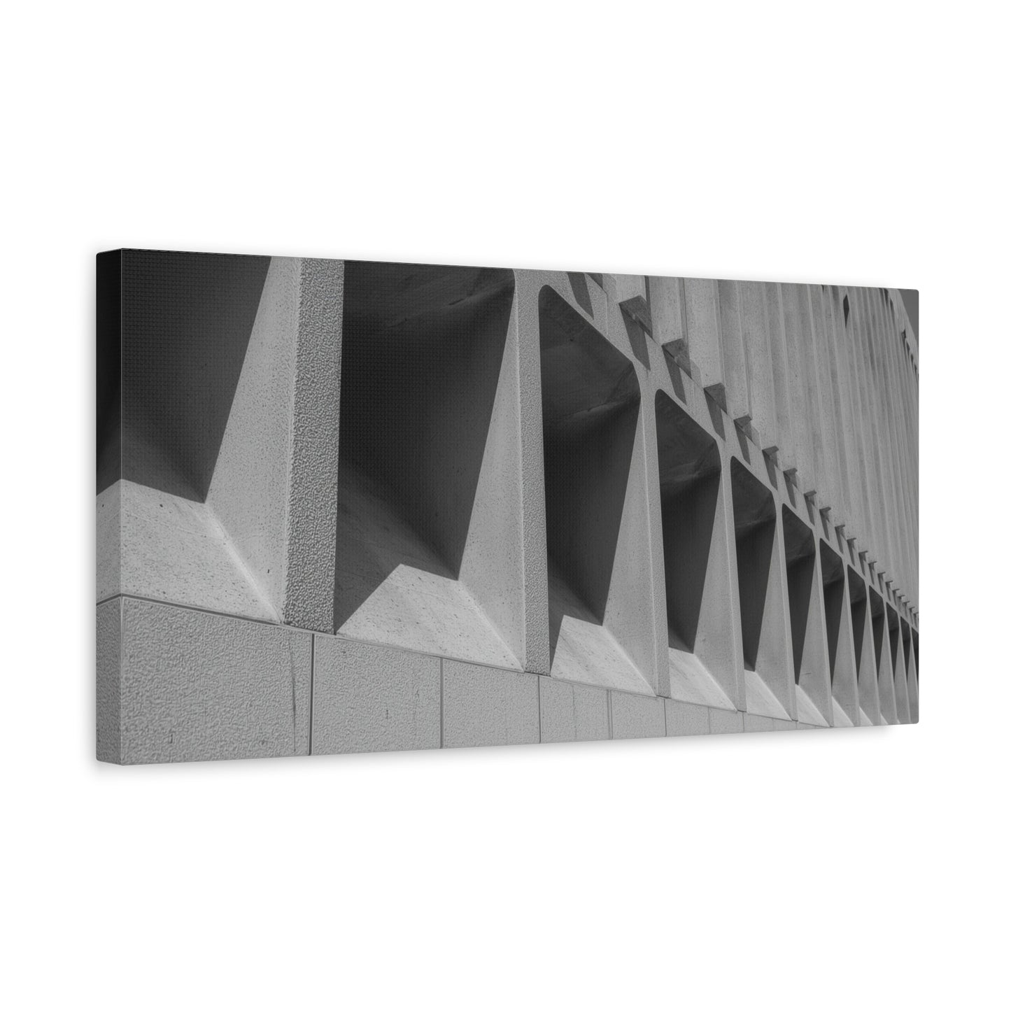 Black And White Modern Architecture Canvas Wall Art - Geometric Building Facade Art Print, Minimalist Urban Concrete Lines - Contemporary Office Wall Art, Living Room Decor - Bedroom Home Decoration