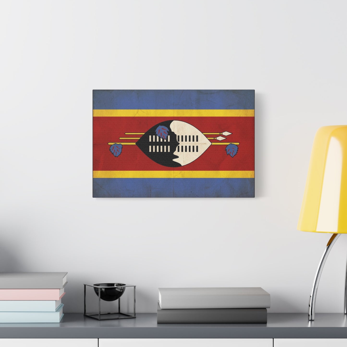 Eswatini Flag Canvas Wall Art - Swazi National Flag Print, Vintage Patriotic Home Decor - Matte Canvas Wall Hanging - Living Room Decoration, Office Accent - Bedroom Home Decoration - Ready to Hang