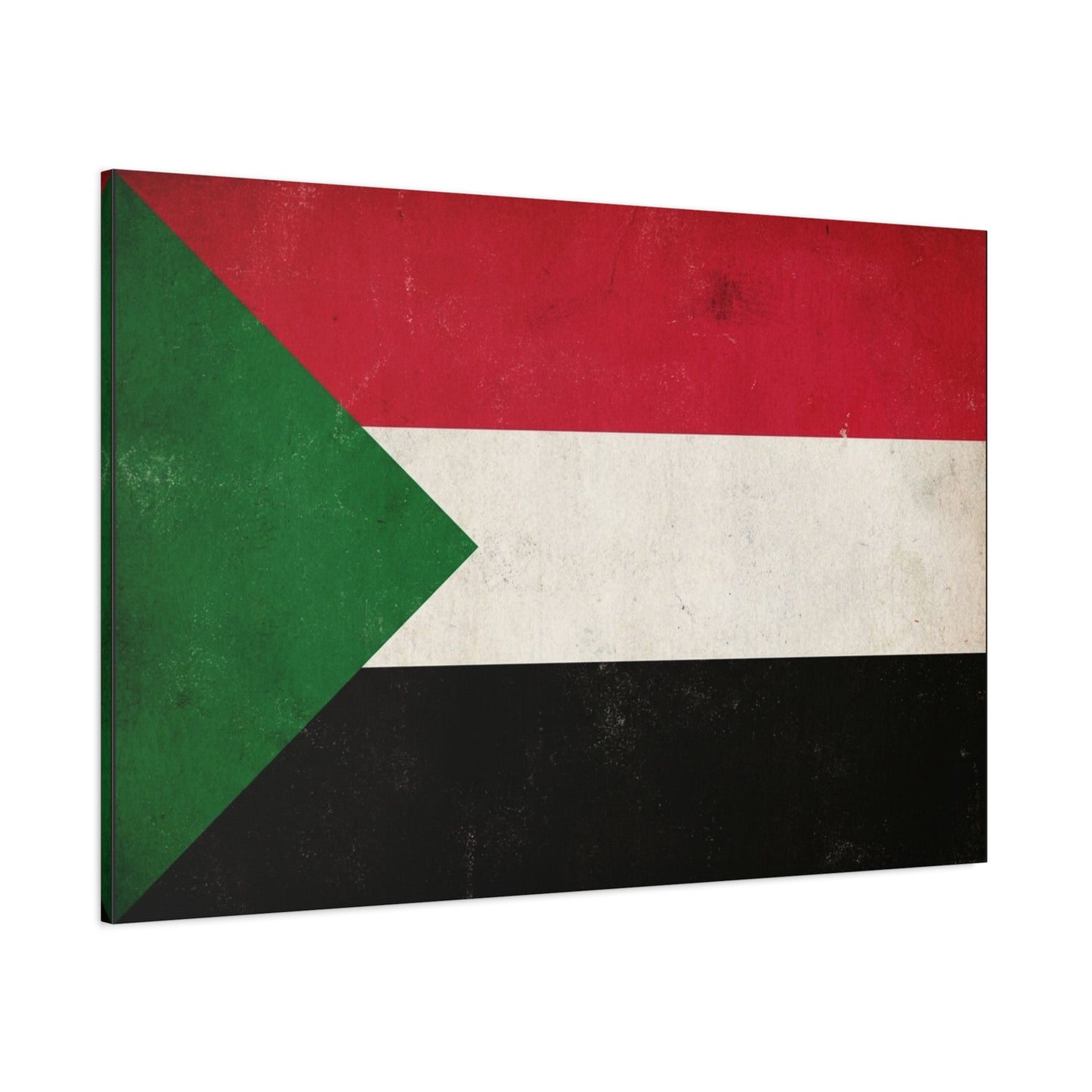 Sudan Flag Canvas Wall Art - Vintage National Flag Print, Distressed Patriotic Decor - Minimalist Graphic Cotton Canvas - Living Room Wall Decor, Office Art - Bedroom Home Decoration - Ready to Hang