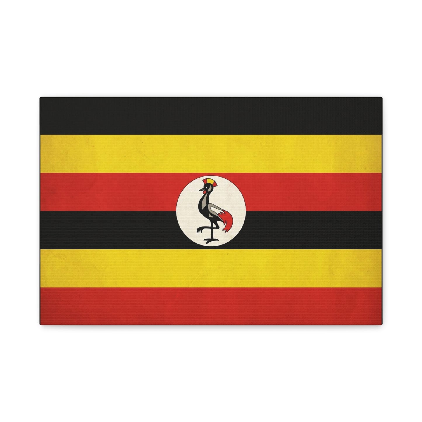 Uganda Flag Canvas Wall Art - Crested Crane National Flag Print, Patriotic Heritage Decor - Bold Tricolor Cotton Canvas - Modern Living Room Decoration - Living Room Wall Decor - Cozy Reading Nook Art