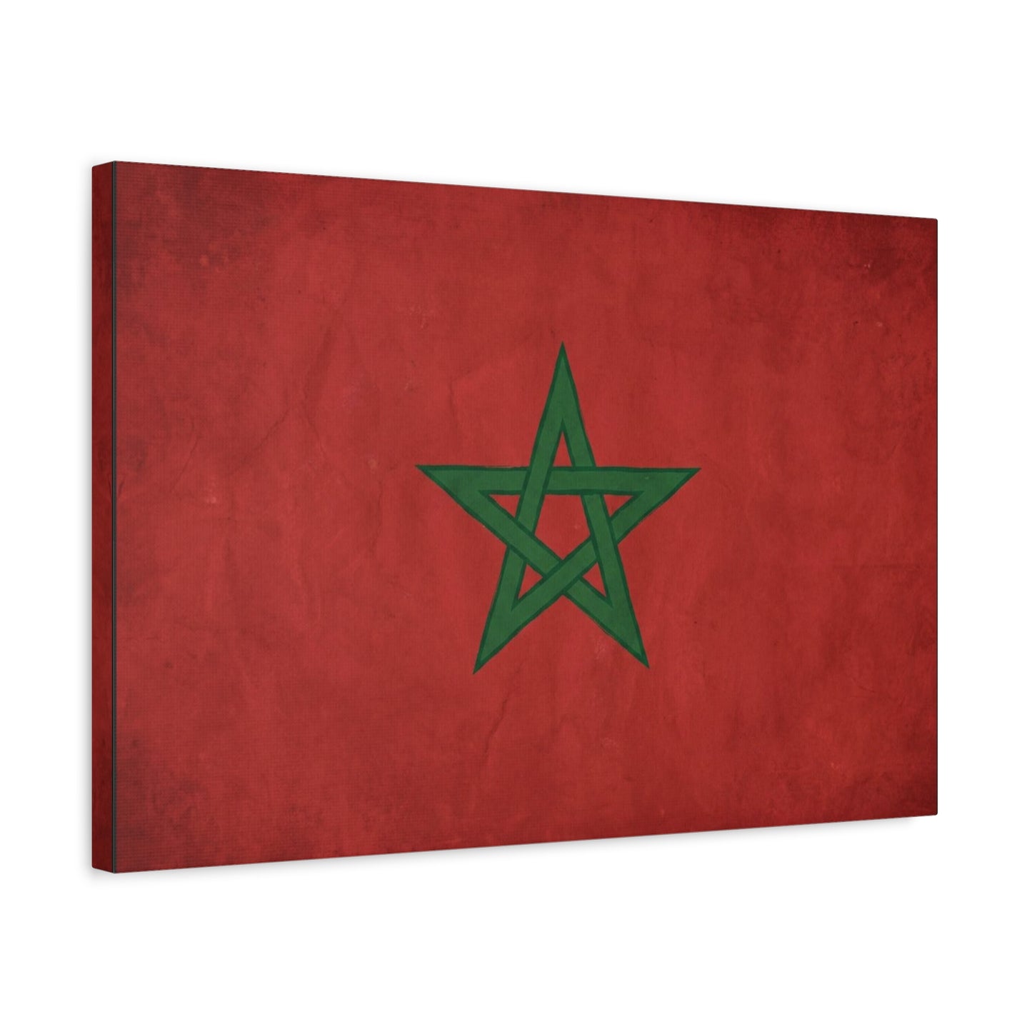 Morocco Flag Canvas Wall Art - Moroccan Red Green Pentagram Print, Vintage Textured National Decor - Modern Cultural Style - Living Room Wall Decor, Bedroom Home Decoration - Bedroom Home Decoration