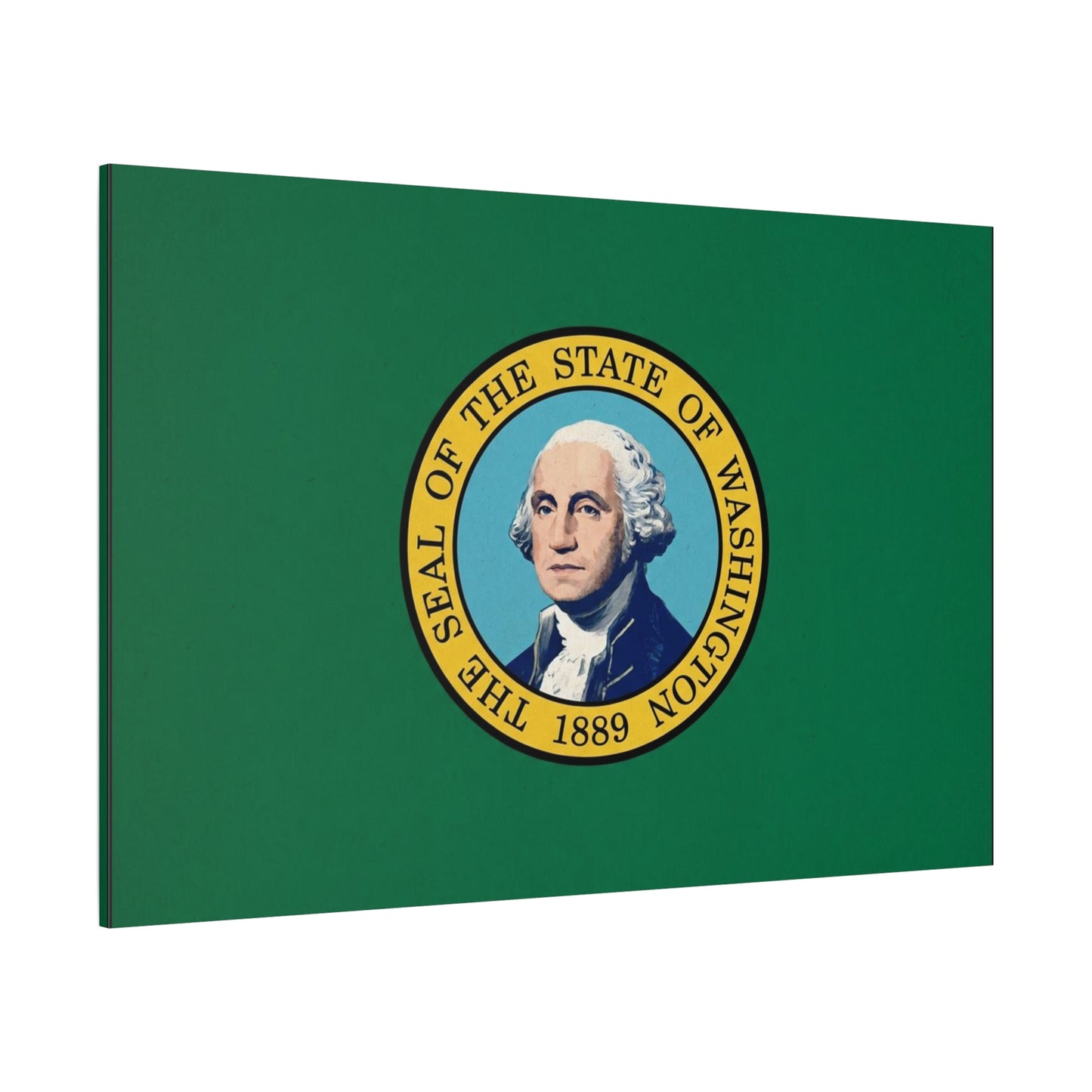 "THE SEAL OF THE STATE OF WASHINGTON 1889" Flag Canvas Wall Art - George Washington State Pride Decor - Green Gold Historic Print - Living Room Home Decoration, Office Wall Accent - Ready to Hang