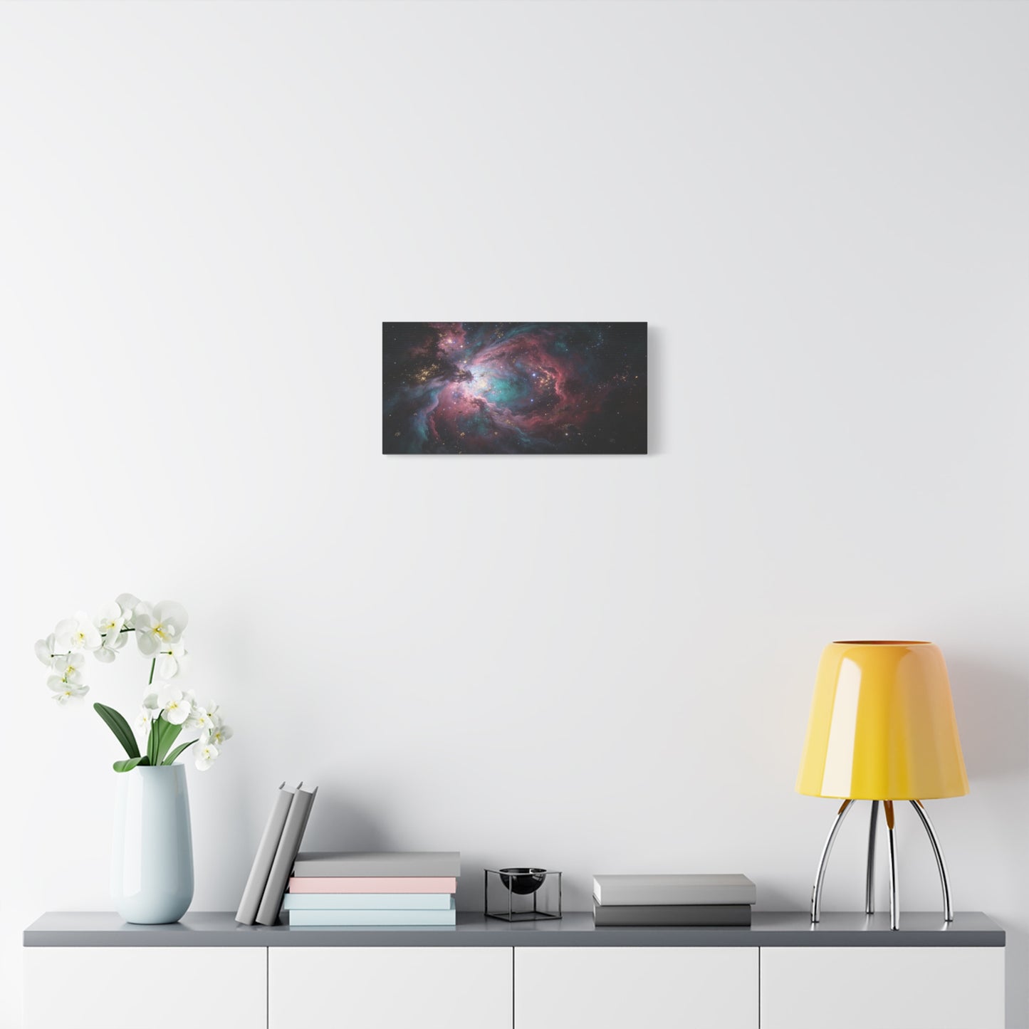 Cosmic Nebula Canvas Wall Art - Abstract Galaxy Space Cloud Canvas Print - Teal Pink Gold Celestial Swirl - Contemporary Panoramic Wall Decor - Living Room Bedroom Office Accent - Ready to Hang