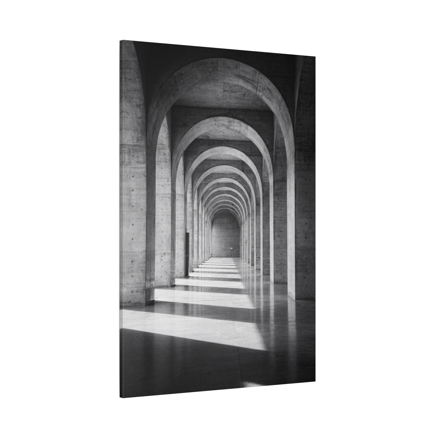 Black And White Arched Hallway Canvas Wall Art - Minimalist Architecture Art Print, Modern Concrete Corridor Interior, Contemporary Living Room Wall Decor Office Art - Bedroom Home Decoration