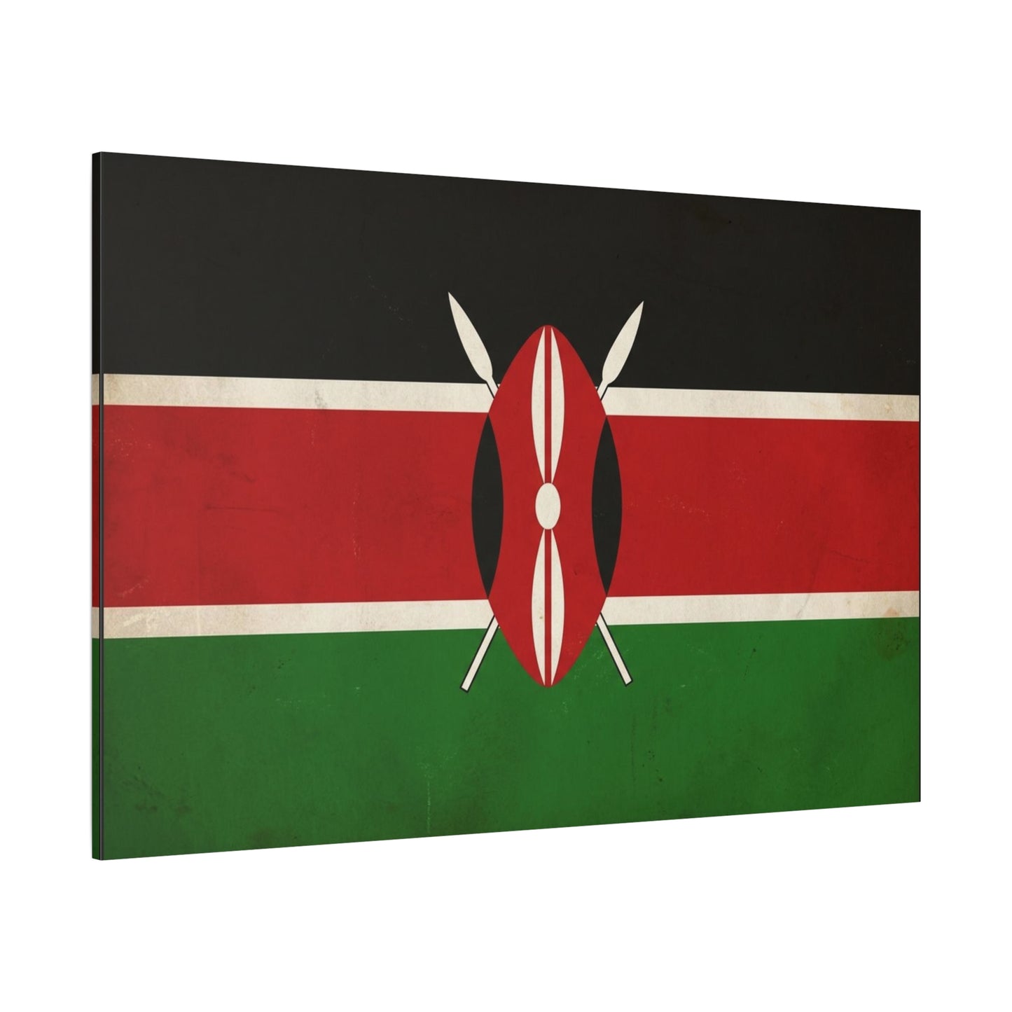 Kenya Flag Canvas Wall Art - Vintage Kenyan Flag Print, Patriotic Red Black Green Decor - Matte Cotton Artwork - Living Room Wall Decor, Office Art, Dorm Home Accent - Bedroom Home Decoration