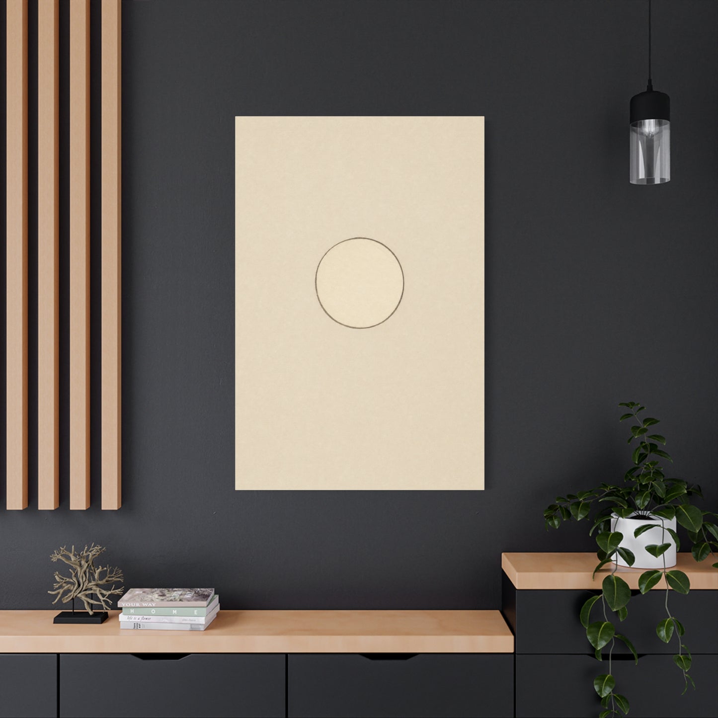 Minimalist Circle Canvas Wall Art - Neutral Geometric Line Print, Contemporary Beige Abstract Decor - Modern Bedroom Home Decoration, Living Room Wall Decor, Office Accent - Bedroom Home Decoration