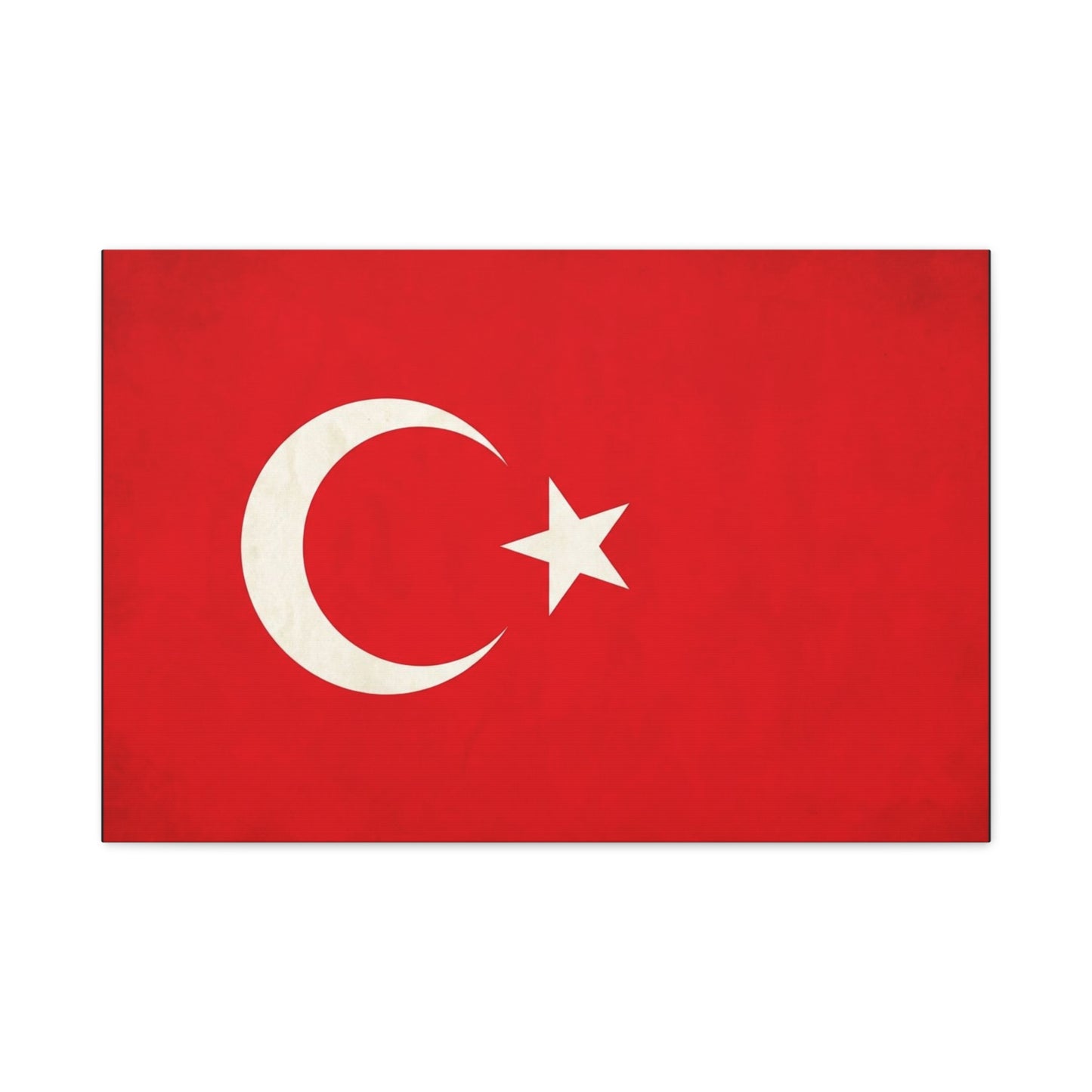 Turkey Flag Canvas Wall Art - Red Crescent Star Turkish Flag Print - Vintage Patriotic Decor, Matte Canvas Print, Living Room Home Decoration, Bedroom Accent - Living Room Wall Decor - Ready to Hang