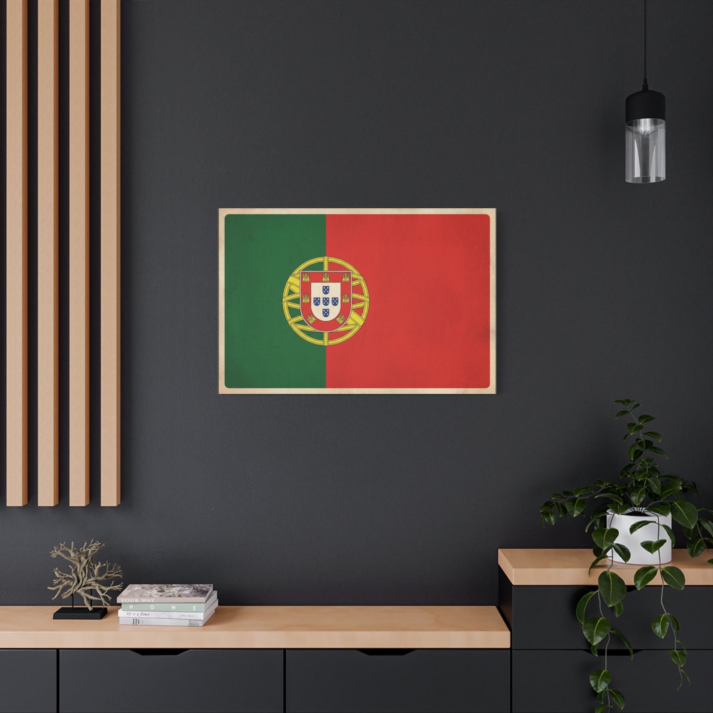 Portugal Flag Canvas Wall Art - Vintage Portuguese Flag Print, Heritage Decor - Matte Cotton Artwork - Traditional Style, Living Room Decoration - Living Room Wall Decor - Bedroom Home Decoration