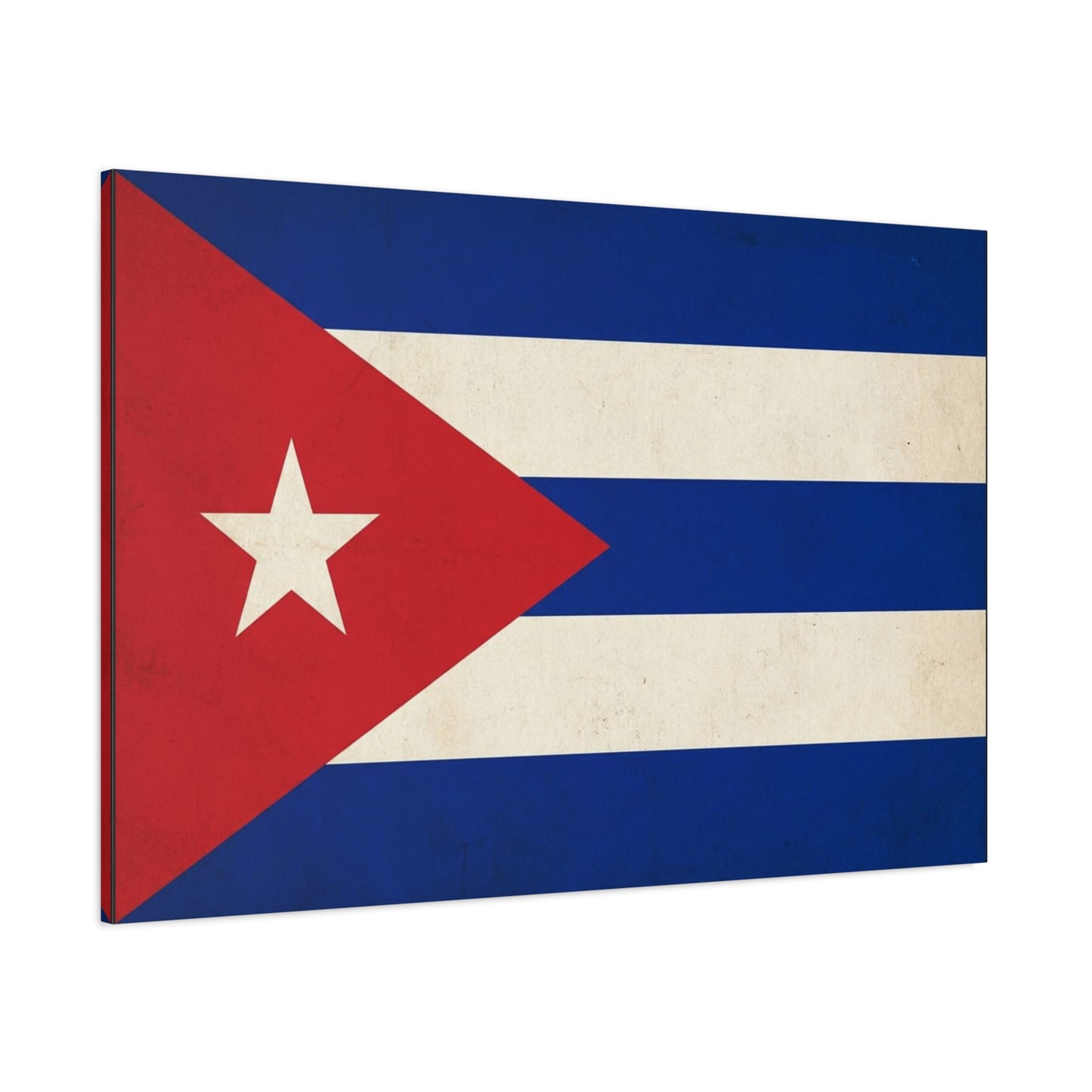 Cuban Flag Canvas Wall Art - Vintage Cuba Flag Print, Patriotic Heritage Decor - Distressed Cotton Canvas - Traditional Style For Living Room, Office Wall Decor - Bedroom Home Decoration