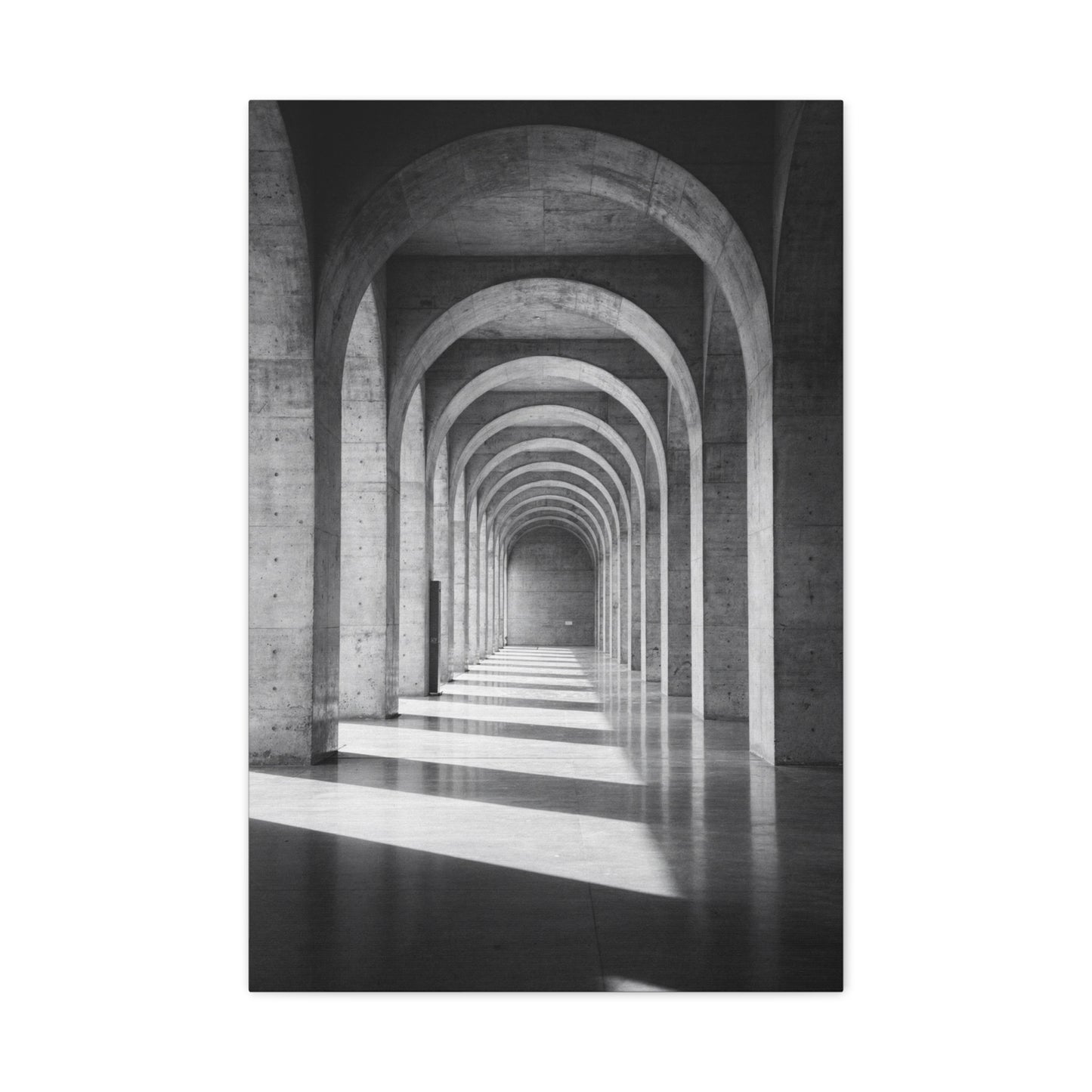 Black And White Arched Hallway Canvas Wall Art - Minimalist Architecture Art Print, Modern Concrete Corridor Interior, Contemporary Living Room Wall Decor Office Art - Bedroom Home Decoration