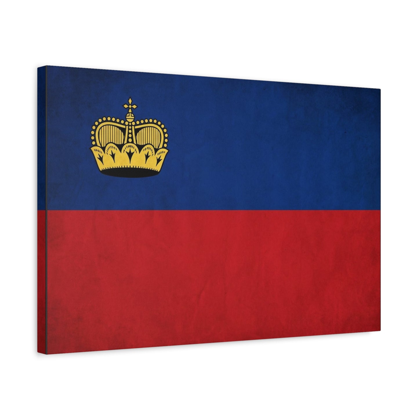 Liechtenstein Flag Canvas Wall Art - Blue Red Banner With Gold Crown - Minimalist National Print, Cotton Canvas Decor - Living Room Wall Decor, Bedroom Home Decoration - Bedroom Home Decoration