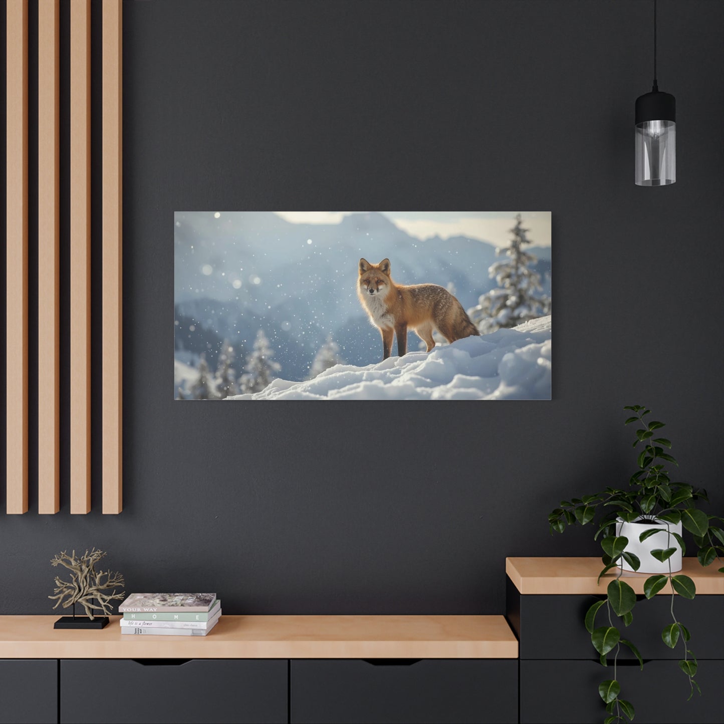 Red Fox Canvas Wall Art - Winter Wildlife Snow Landscape Print, Nature Home Decor, Matte Cotton Artwork, Rustic Contemporary Style For Living Room Bedroom Office - Living Room Wall Decor