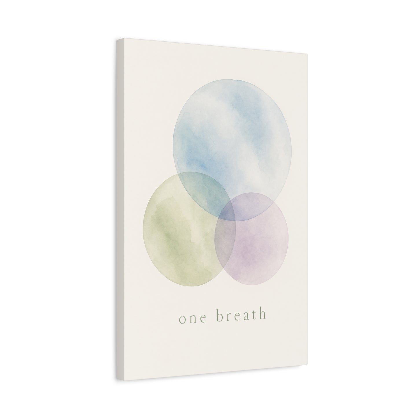 "One Breath" Abstract Canvas Wall Art - Pastel Watercolor Circles, Minimalist Geometric Print - Calming Modern Decor, Bedroom Meditation Space, Living Room Home Decoration - Living Room Wall Decor