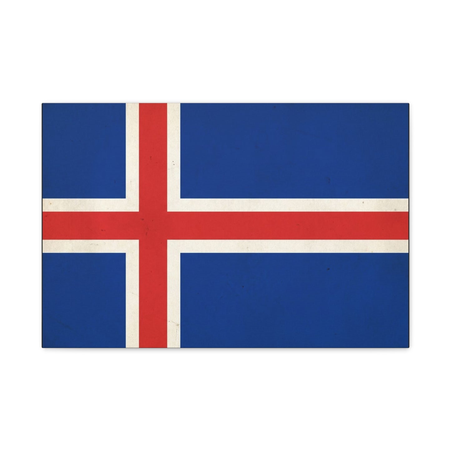 Iceland Flag Canvas Wall Art - Nordic National Banner Print, Blue Red White Cross Design - Vintage Style, Patriotic Wall Decor - Living Room Home Decoration, Office Art - Bedroom Home Decoration