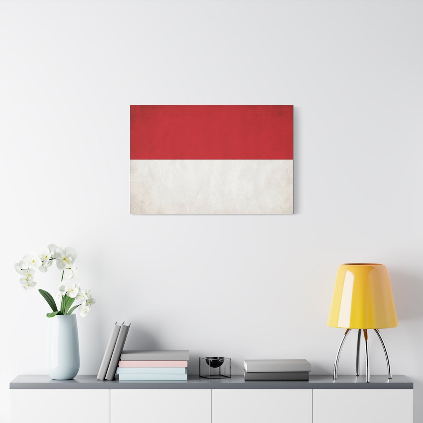 Indonesia Flag Canvas Wall Art - Red And White National Banner Print, Minimalist Patriotic Decor - Modern Cotton Canvas Style - Living Room Wall Decor - Bedroom Home Decoration - Cozy Reading Nook Art
