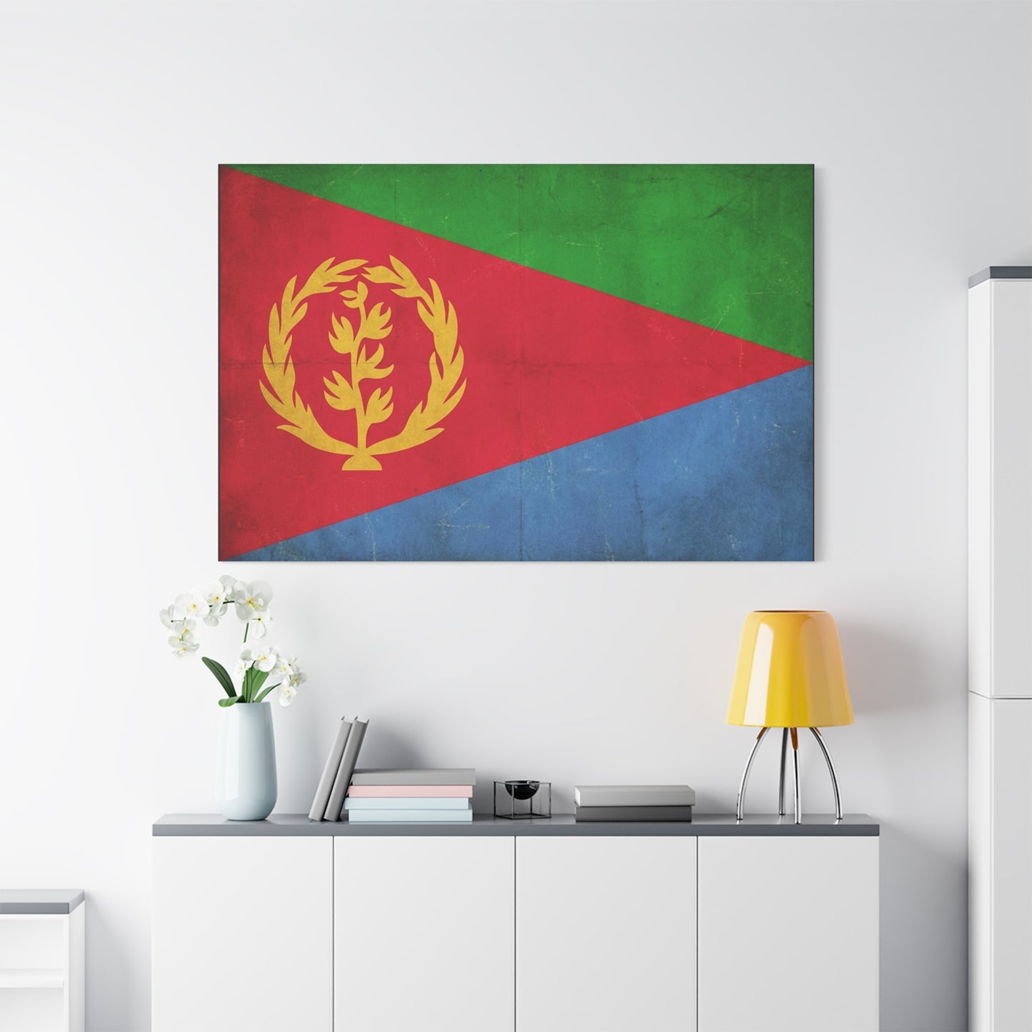 Eritrea Flag Canvas Wall Art - Vintage Eritrean National Flag Print, Distressed Patriotic Country Decor - Colorful Typography Style - Living Room Wall Decor - Ready to Hang - Bedroom Home Decoration