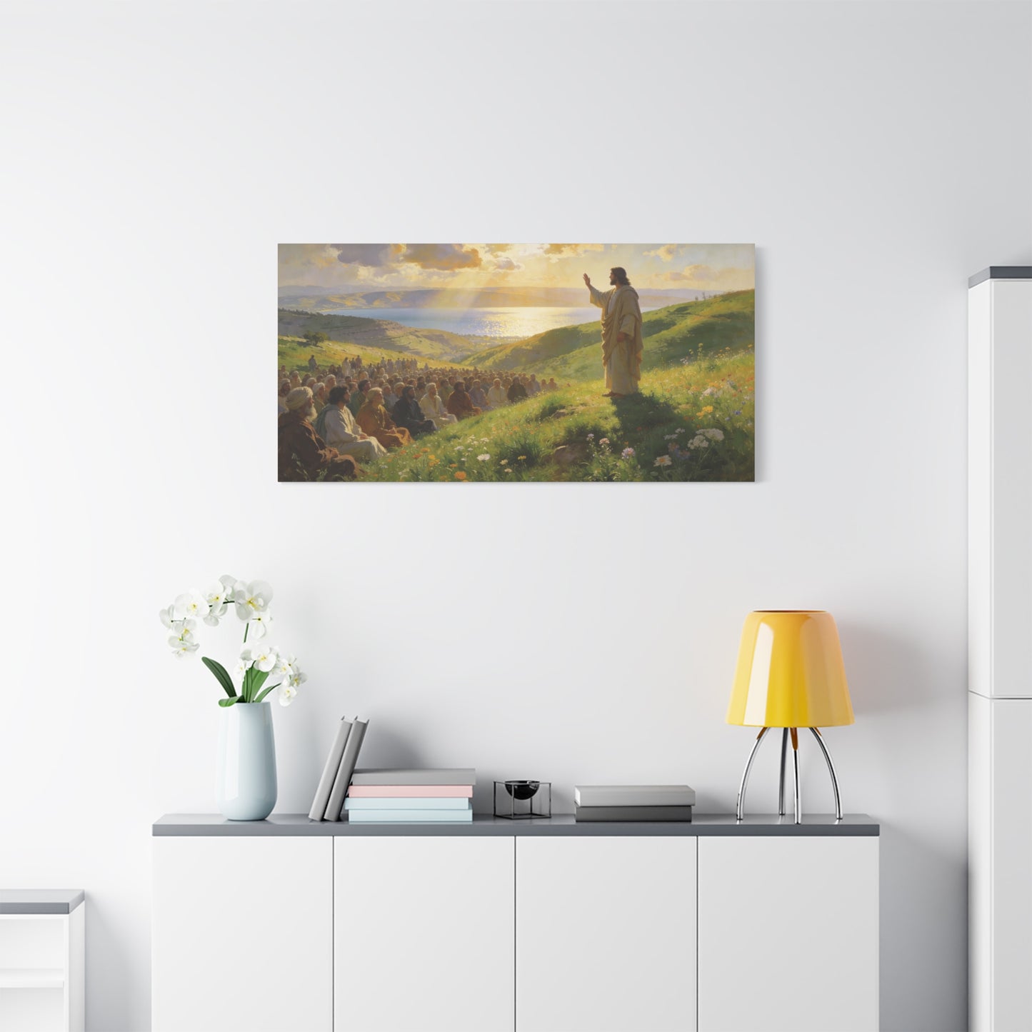 Jesus Christ Sermon On The Mount Canvas Wall Art - Religious Landscape Painting, Christian Home Decor, Matte Finish Canvas Print, Living Room Wall Decor, Bedroom Decoration - Bedroom Home Decoration