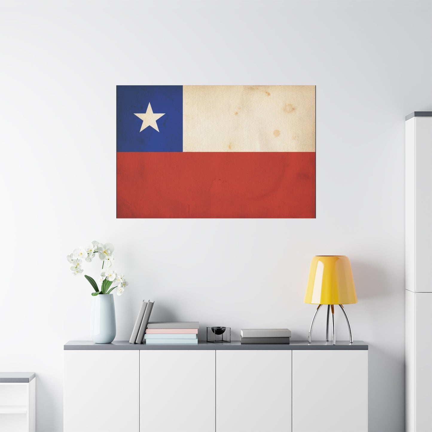 Chile Flag Canvas Wall Art - Vintage Chilean Flag Print, Patriotic Rustic Decor - Matte Canvas Wall Hanging - Living Room Home Decoration, Office Accent - Bedroom Home Decoration - Ready to Hang