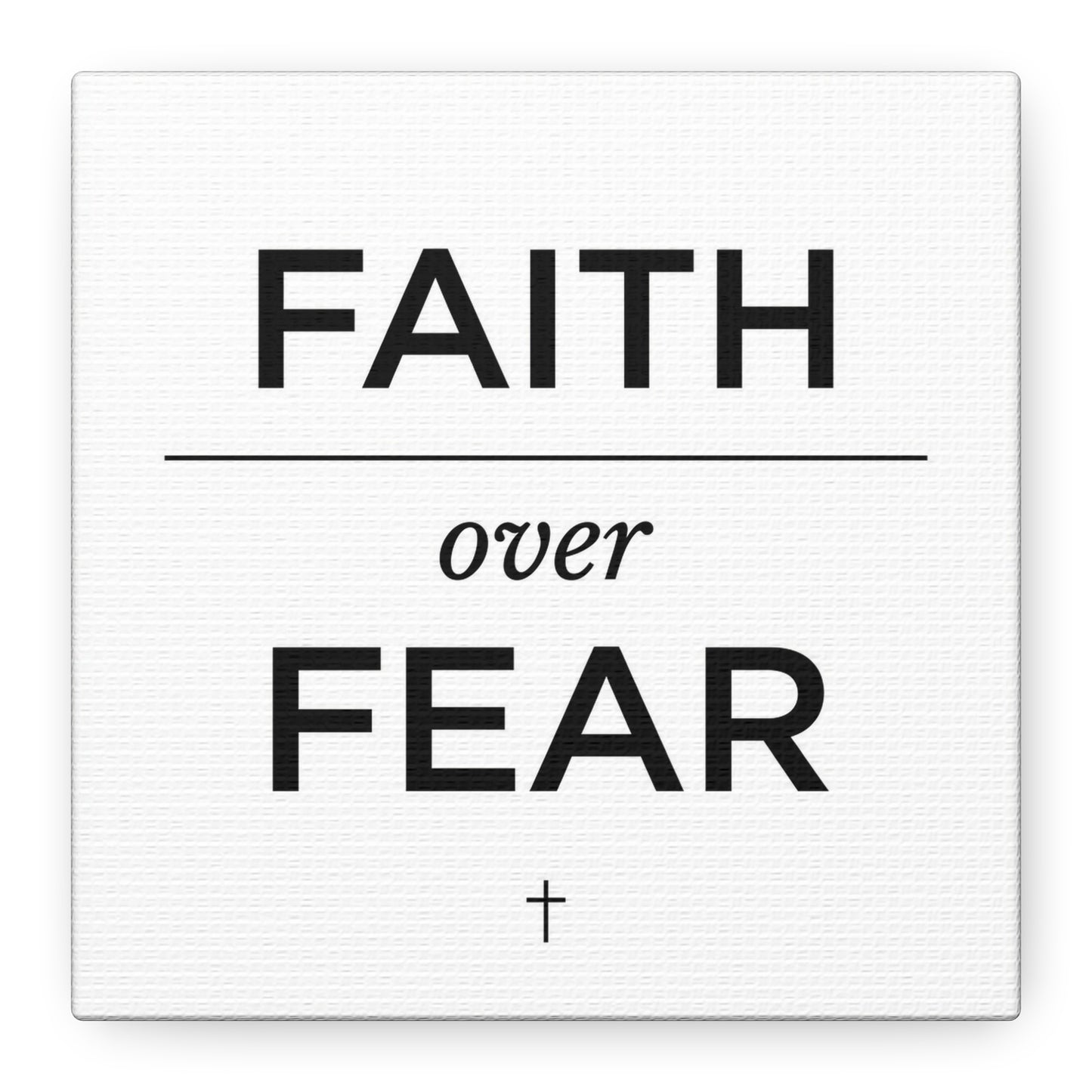 "Faith Over Fear" Christian Canvas Wall Art - Minimalist Bible Verse Cross Print, Black And White Typography Decor - Modern Farmhouse Style - Living Room Bedroom Office Wall Decor