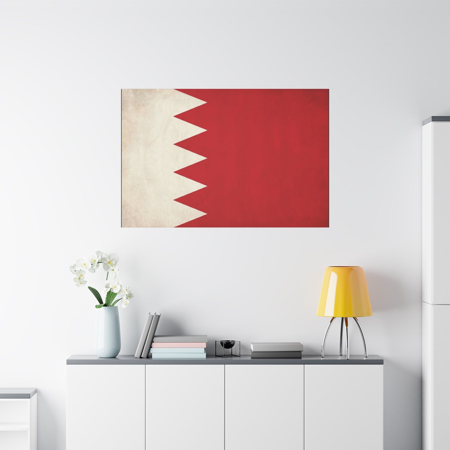 Bahrain Flag Canvas Wall Art - Vintage Red And White National Print - Minimalist Patriotic Decor - Cotton Canvas Wall Hanging - Living Room Home Decoration - Modern Farmhouse Style - Ready to Hang