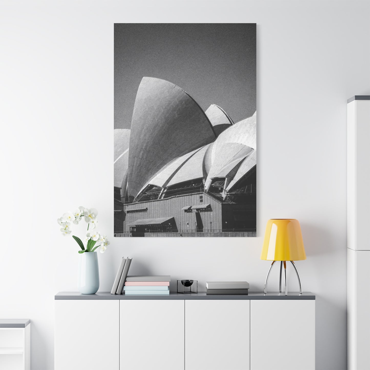 Sydney Opera House Canvas Wall Art - Black And White Architectural Art Print - Modern Minimalist Cityscape Decor - Contemporary Living Room Wall Decor, Office Art - Bedroom Home Decoration