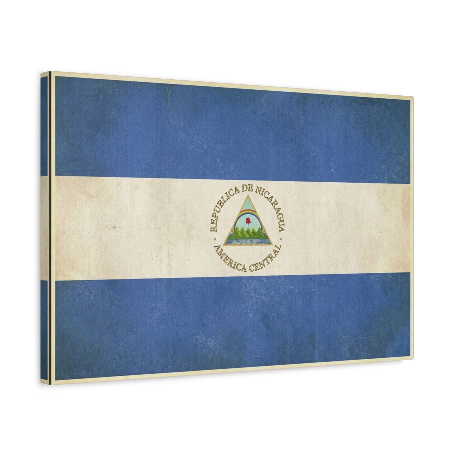 Republica De Nicaragua America Central Flag Canvas Wall Art - Vintage Blue White Country Print - Patriotic Heritage Decor - Living Room Home Decoration - Living Room Wall Decor - Cozy Reading Nook Art