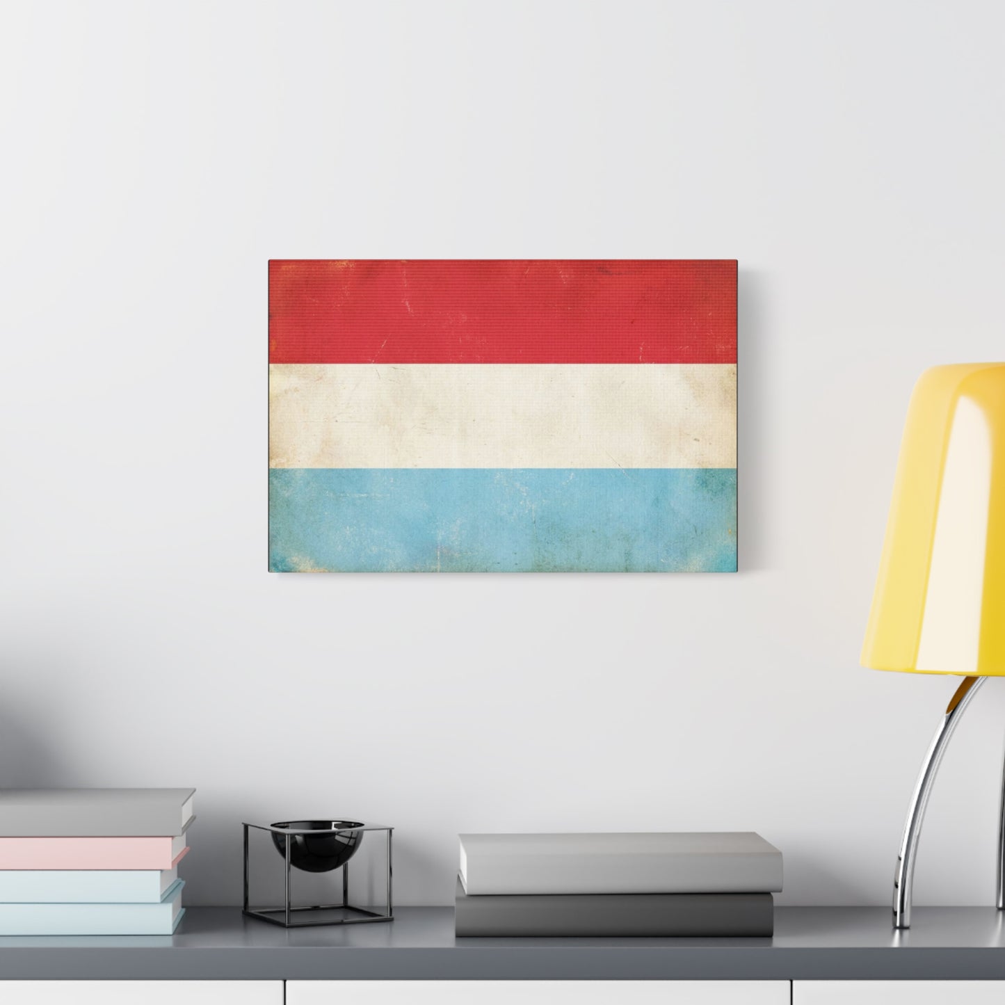 Vintage Luxembourg Flag Canvas Wall Art - Distressed Tricolor Country Print, Patriotic Minimalist Decor - Matte Canvas Wall Hanging - Living Room Bedroom Office Decoration - Bedroom Home Decoration