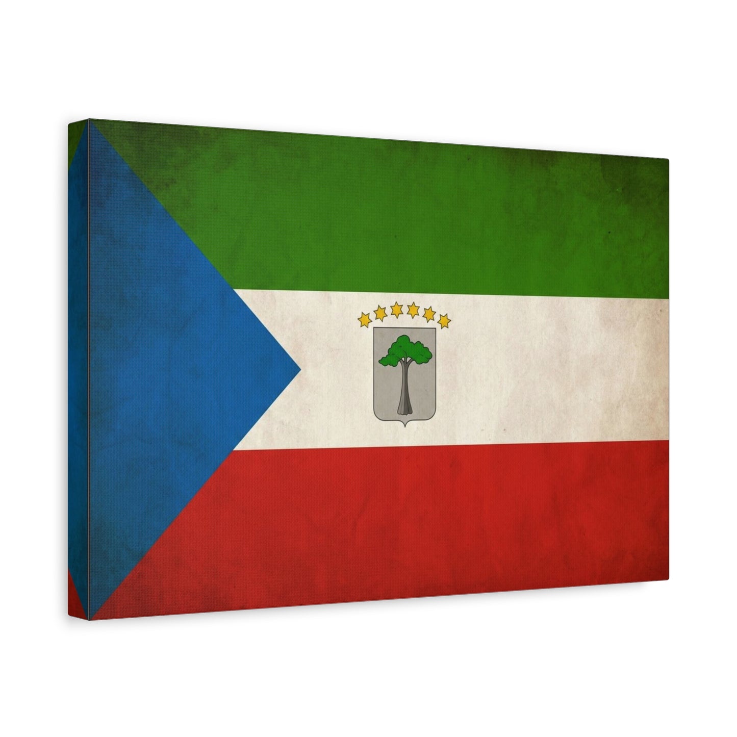 Equatorial Guinea Flag Canvas Wall Art - Vintage National Pride Decor, Distressed Heritage Print - Patriotic Traditional Style - Living Room Wall Decor - Ready to Hang - Bedroom Home Decoration