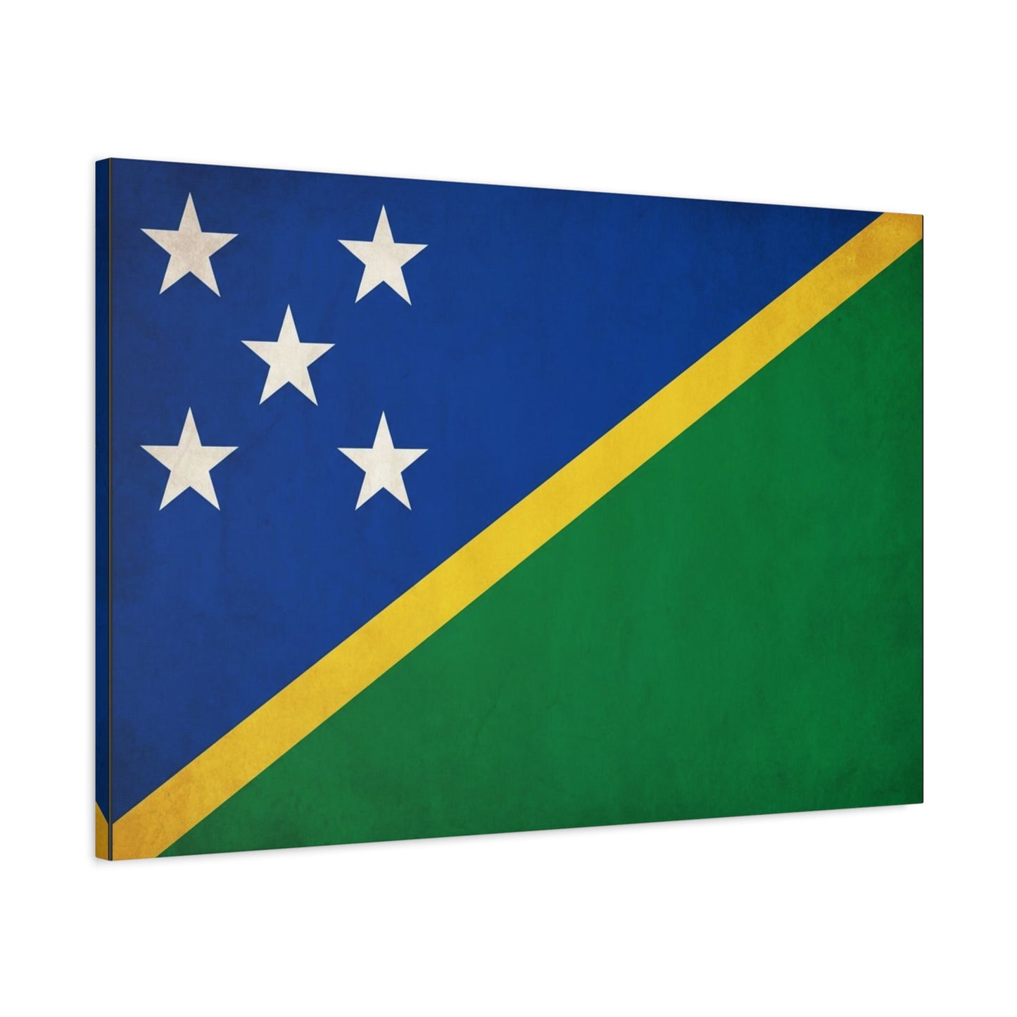 Solomon Islands Flag Canvas Wall Art - Blue Green Yellow National Banner Print - Tropical Island Pride Decor, Cultural Heritage Artwork, Living Room Wall Decor - Ready to Hang - Modern Farmhouse Style
