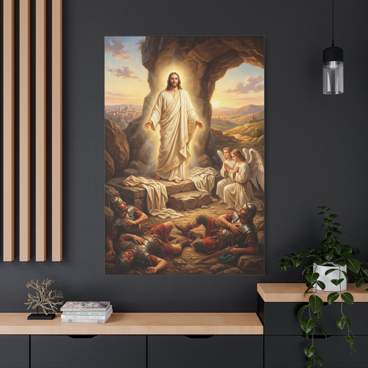Jesus Christ Resurrection Canvas Wall Art - Empty Tomb, Angels, Roman Guards - Traditional Religious Print, Living Room Wall Decor, Bedroom Home Decoration - Bedroom Home Decoration - Ready to Hang