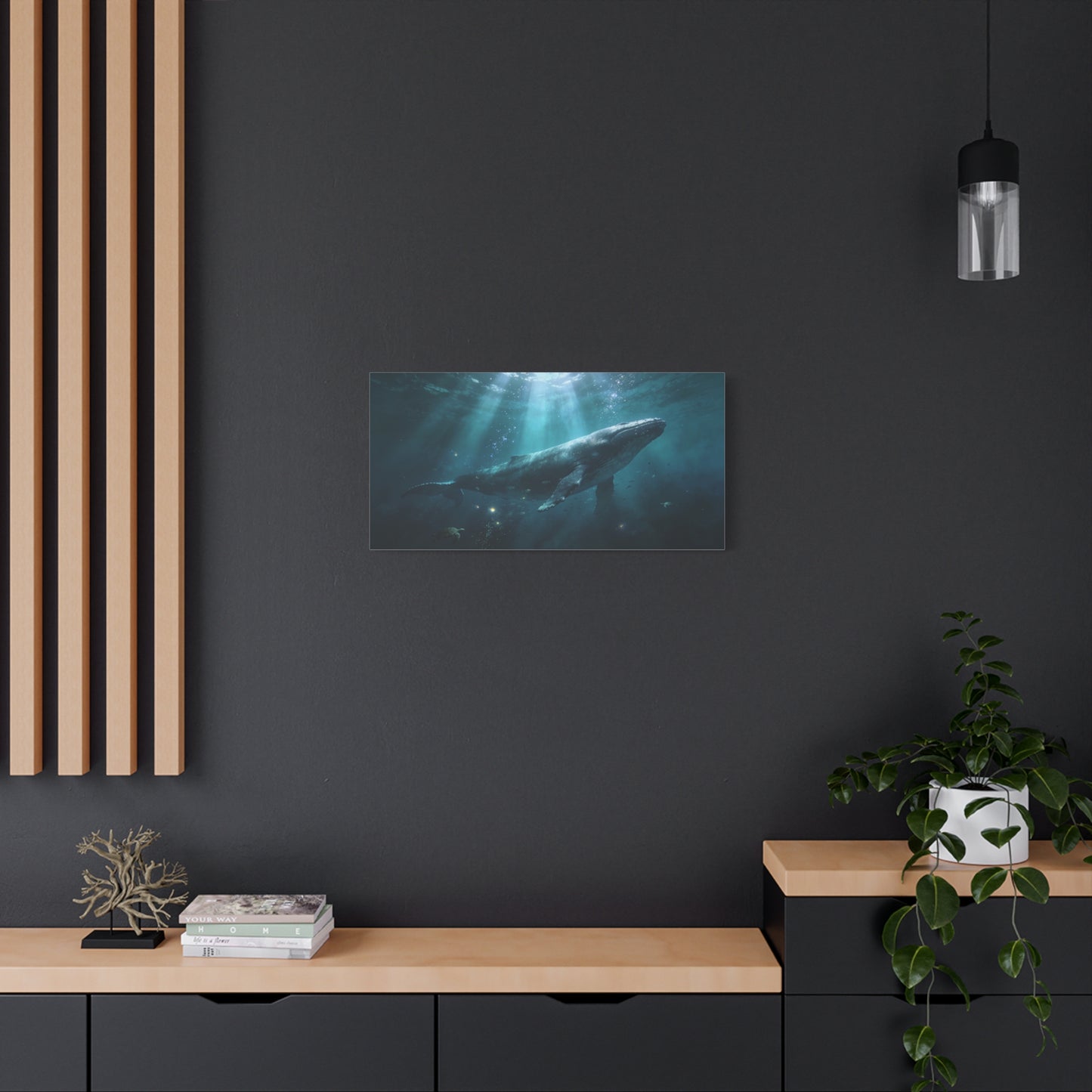 Humpback Whale Canvas Wall Art - Underwater Ocean Scene, Blue Marine Wildlife Decor - Matte Cotton Art Print, Contemporary Coastal Style - Living Room Wall Decor, Bedroom Accent - Ready to Hang