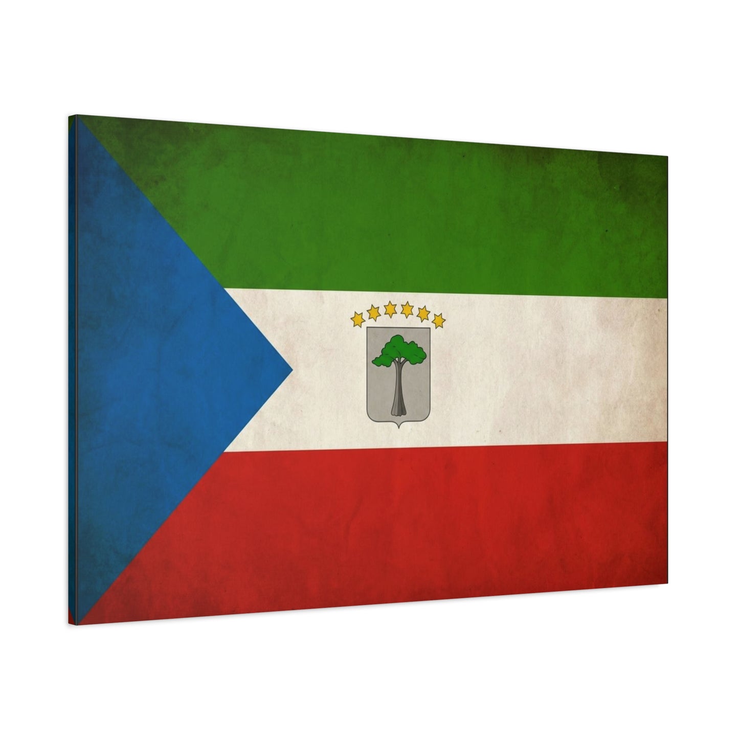 Equatorial Guinea Flag Canvas Wall Art - Vintage National Pride Decor, Distressed Heritage Print - Patriotic Traditional Style - Living Room Wall Decor - Ready to Hang - Bedroom Home Decoration