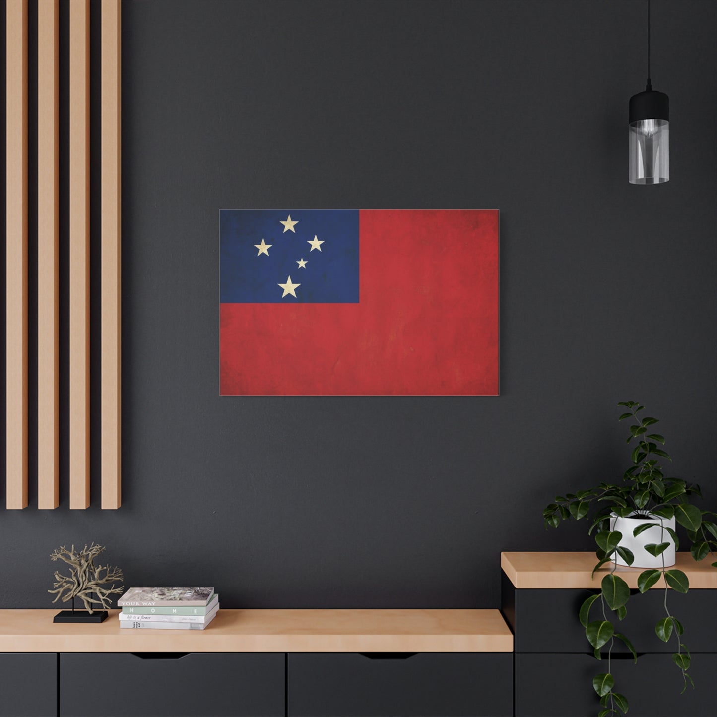Samoa Flag Canvas Wall Art - Vintage Polynesian Nation Banner Print, Patriotic Island Decor - Matte Cotton Artwork - Living Room Home Decoration, Office Accent - Living Room Wall Decor - Ready to Hang