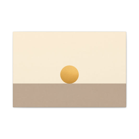 Minimalist Sun Horizon Canvas Wall Art - Abstract Geometric Desert Landscape Print - Neutral Beige And Gold - Contemporary Living Room Decor, Bedroom Home Decoration, Office Accent - Office Wall Art
