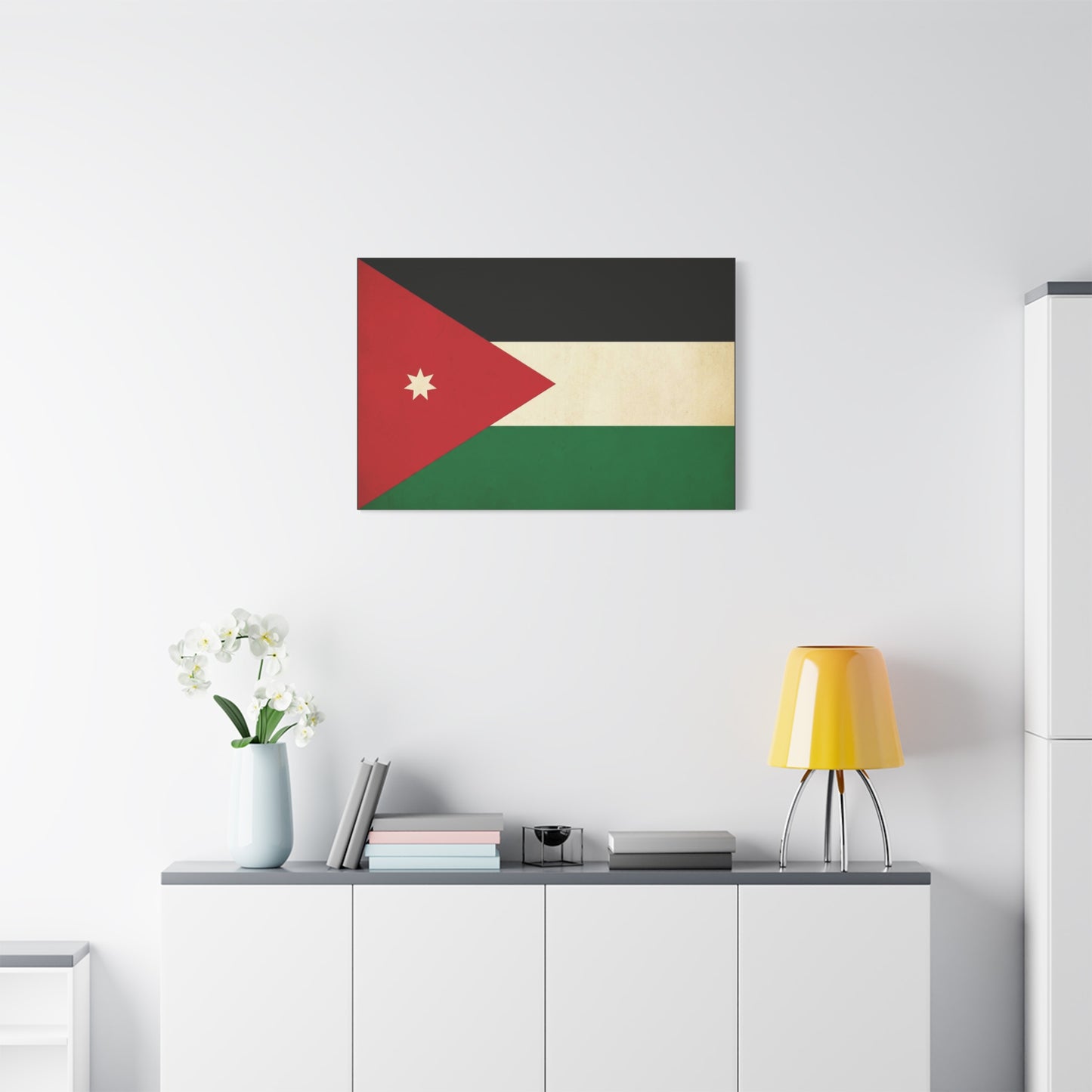 Jordan Flag Canvas Wall Art - Jordanian Pride Decor, Vintage National Banner Print, Matte Cotton Artwork, Living Room Wall Decor, Bedroom Home Decoration, Office Art Accent - Bedroom Home Decoration