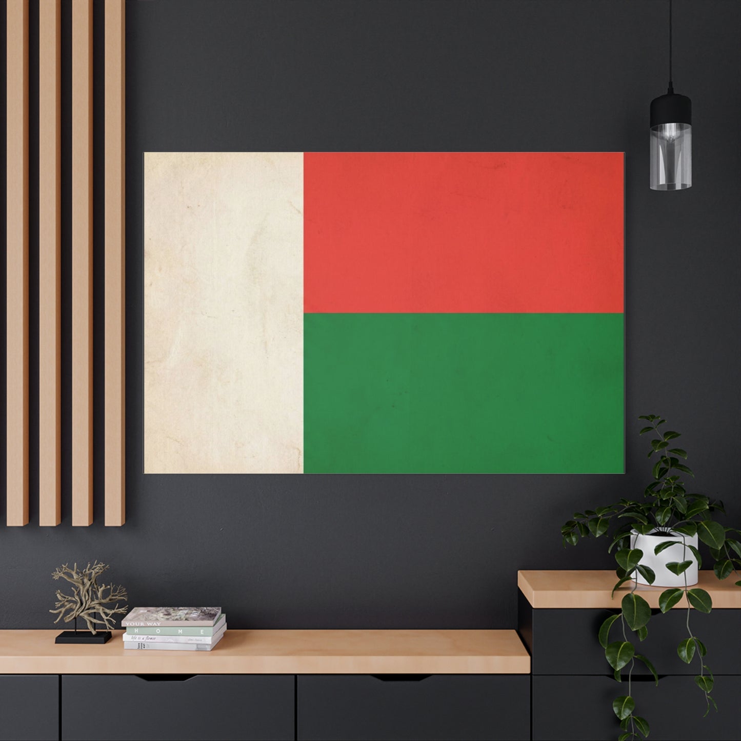 Madagascar Flag Canvas Wall Art - Vintage National Banner Print, Patriotic Tricolor Decor - Matte Cotton Canvas - Living Room Wall Decor, Office Art, Dorm Accent For Heritage Spaces - Ready to Hang