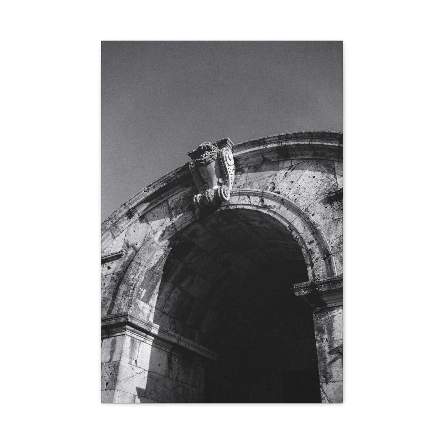 Black And White Architectural Arch Canvas Wall Art - Stone Facade Art Print, Minimalist Historic Structure Decor - Contemporary Living Room Wall Decor, Bedroom Home Accent - Ready to Hang
