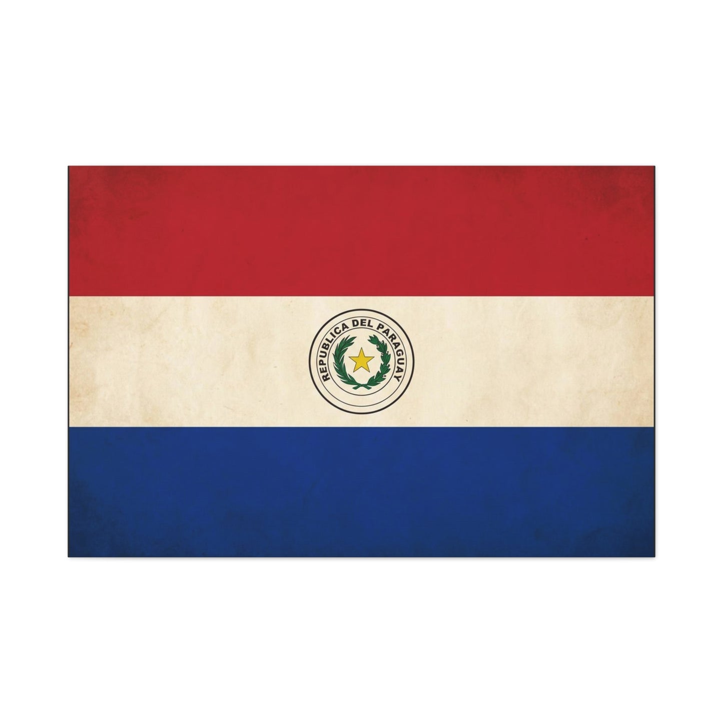 "Republica Del Paraguay" Paraguay Flag Canvas Wall Art - Vintage National Flag Print, Patriotic Heritage Decor - Matte Cotton Artwork - Living Room Home Decoration, Office Accent - Office Wall Art