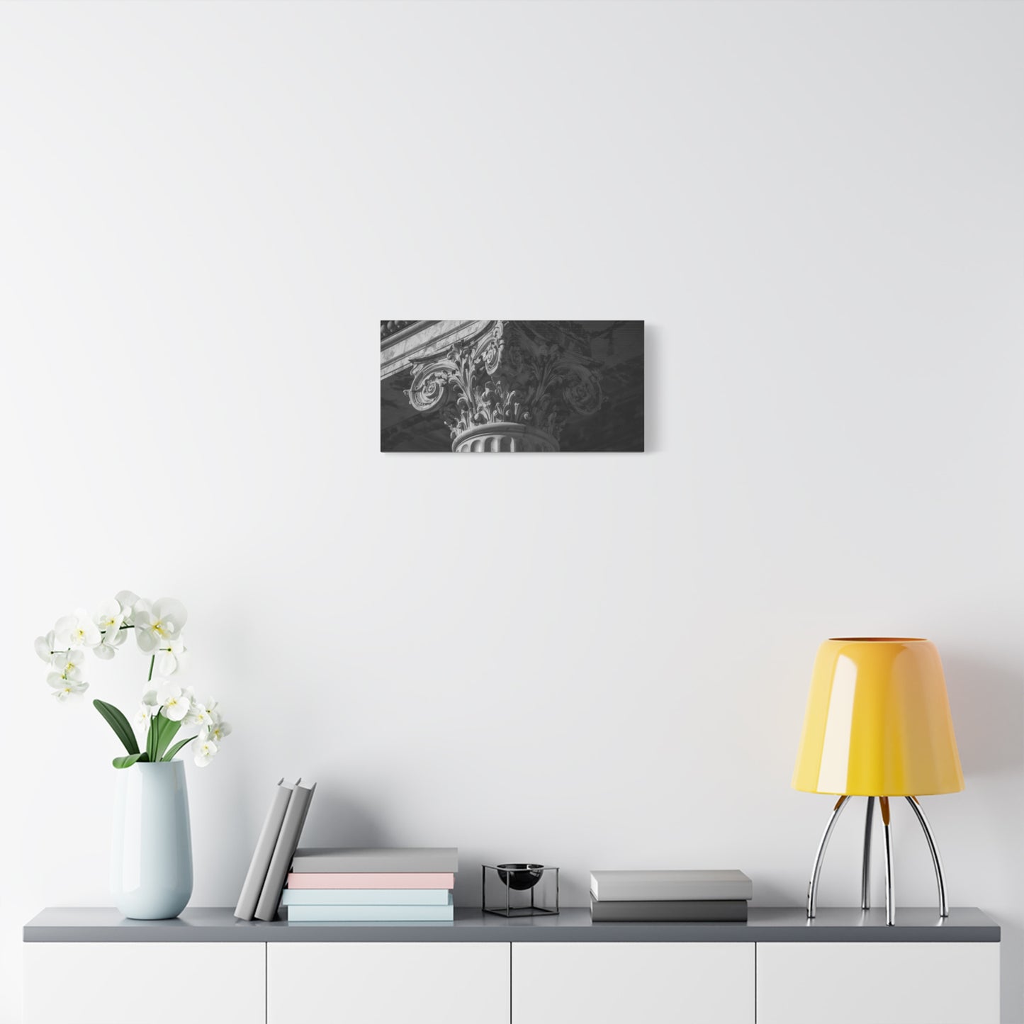 Corinthian Column Canvas Wall Art - Black And White Architectural Capital Art Print - Classical Stone Detail, Matte Finish Canvas - Living Room Wall Decor, Office Art - Bedroom Home Decoration