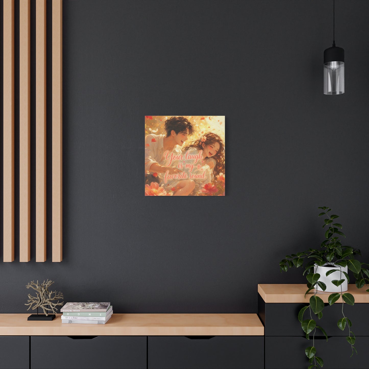 "Your Laugh Is My Favorite Sound" Romantic Couple Canvas Wall Art - Floral Love Quote Print - Warm Golden Painterly Style - Bedroom Wall Decor, Living Room Home Decoration - Bedroom Home Decoration