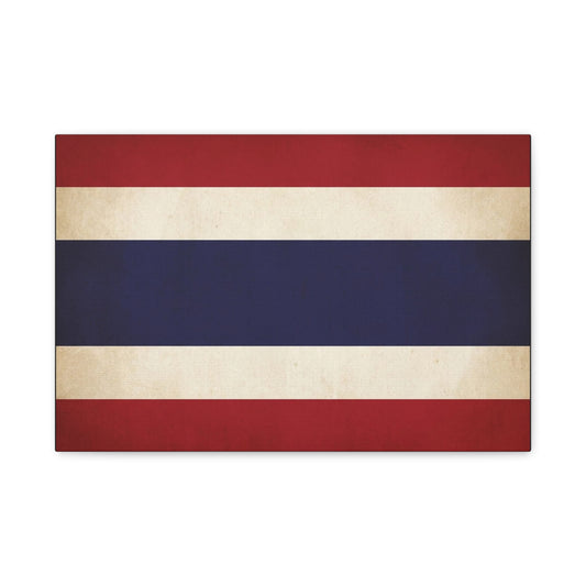 Thailand Flag Canvas Wall Art - Vintage Thai Tricolor Stripe Print, Minimalist Patriotic Decor - Matte Cotton Look - Living Room Wall Decor, Bedroom Home Decoration, Office Art - Ready to Hang
