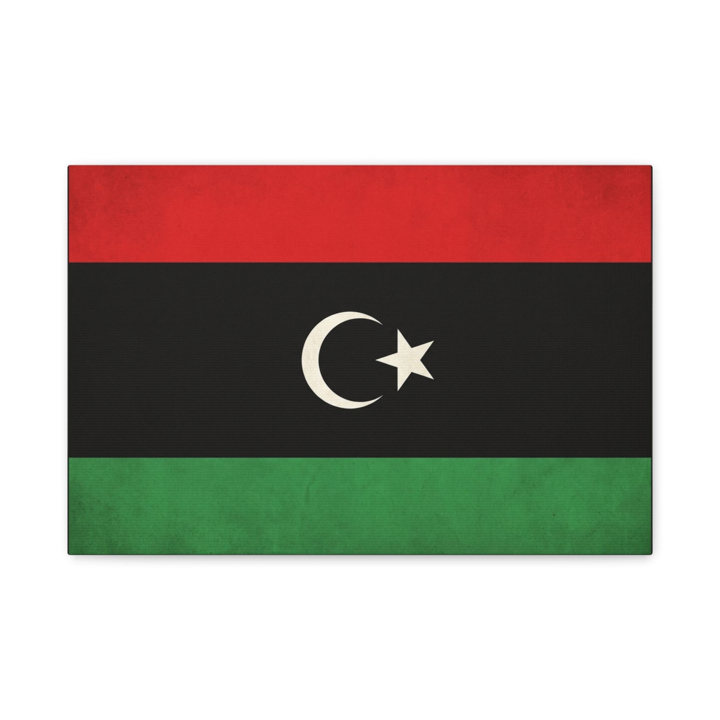 Libya Flag Canvas Wall Art - Red Black Green Crescent Star Print Picture - Vintage Patriotic Style, Matte Finish Canvas Print, Living Room Wall Decor, Bedroom Home Decoration - Bedroom Home Decoration