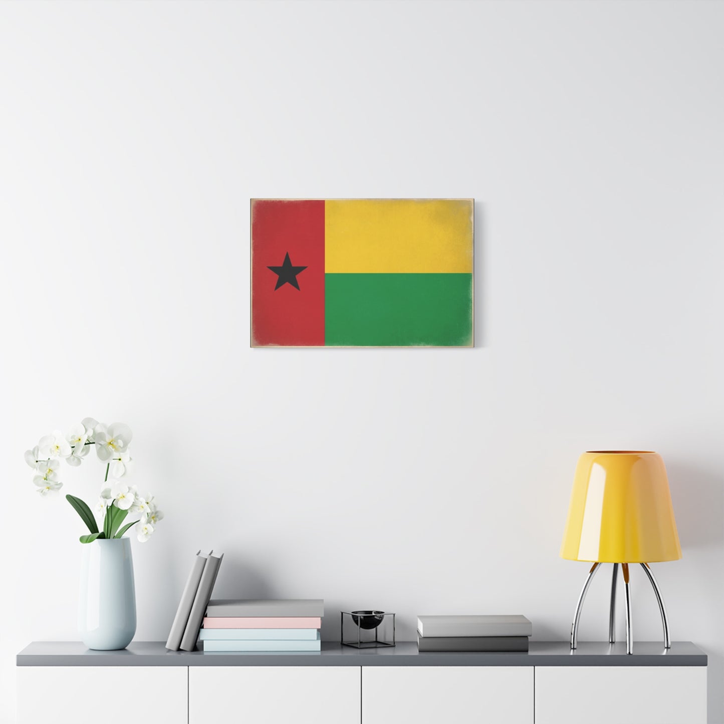 Guinea-Bissau Flag Canvas Wall Art - Vintage National Flag Print, Patriotic Heritage Decor - Matte Canvas Wall Hanging - Living Room Home Decoration - Bedroom Home Decoration - Modern Farmhouse Style