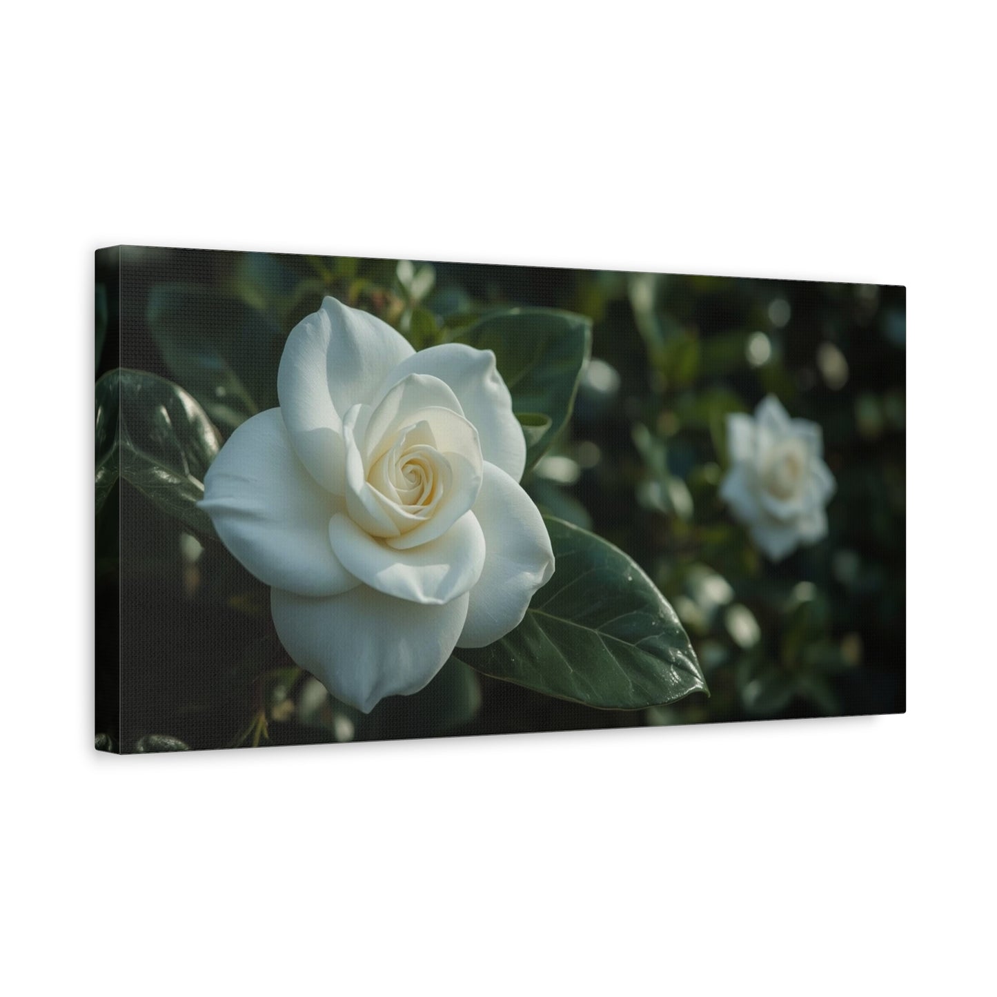 White Gardenia Canvas Wall Art - Botanical Floral Art Print, Soft Green Leaves, Matte Canvas Print, Traditional Style, Bedroom Wall Decor, Living Room Home Decoration - Bedroom Home Decoration