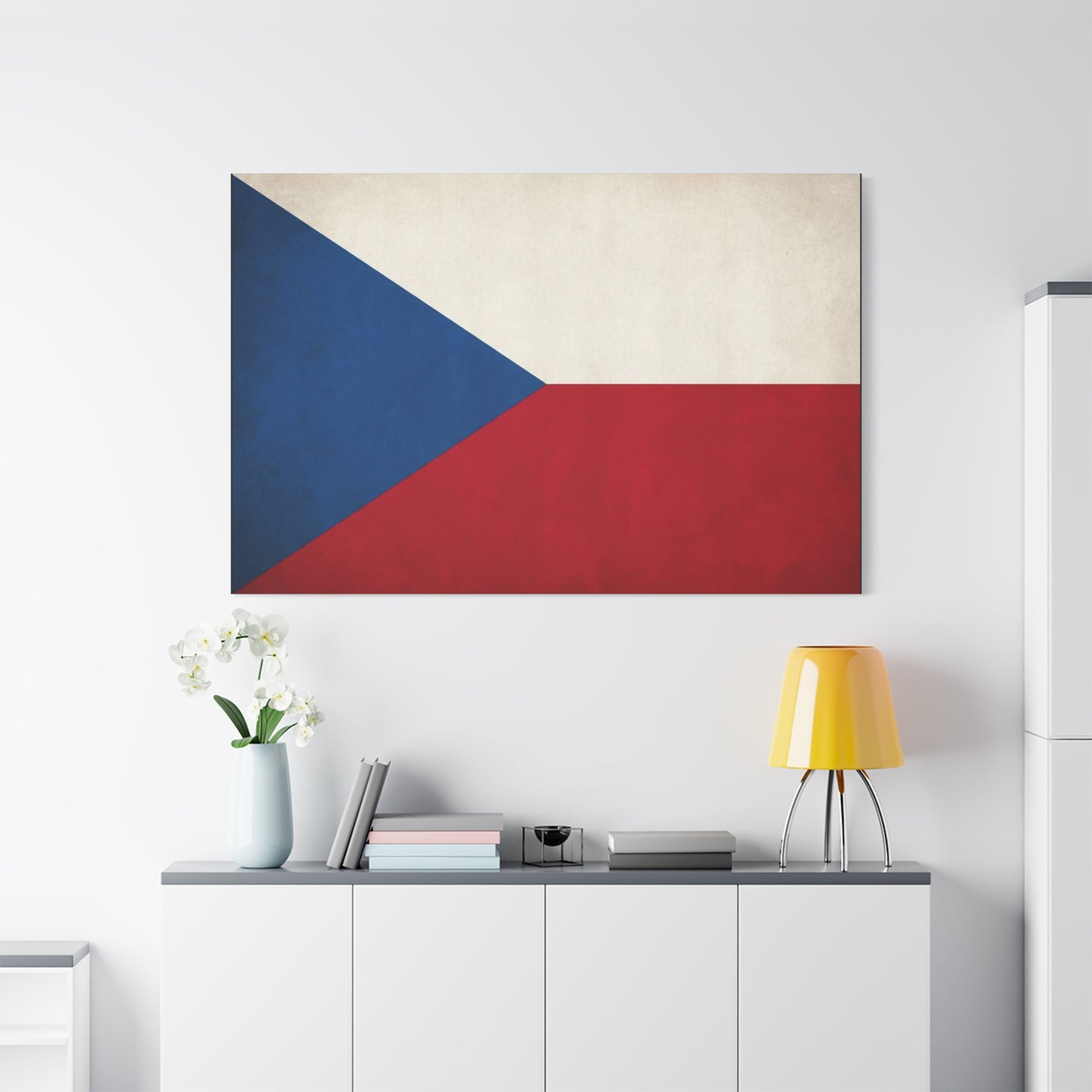 Czech Republic Flag Canvas Wall Art - Czech Flag Print, Vintage Patriotic Decor - Minimalist Tricolor Design - Living Room Home Decoration, Office Wall Accent - Bedroom Home Decoration - Ready to Hang